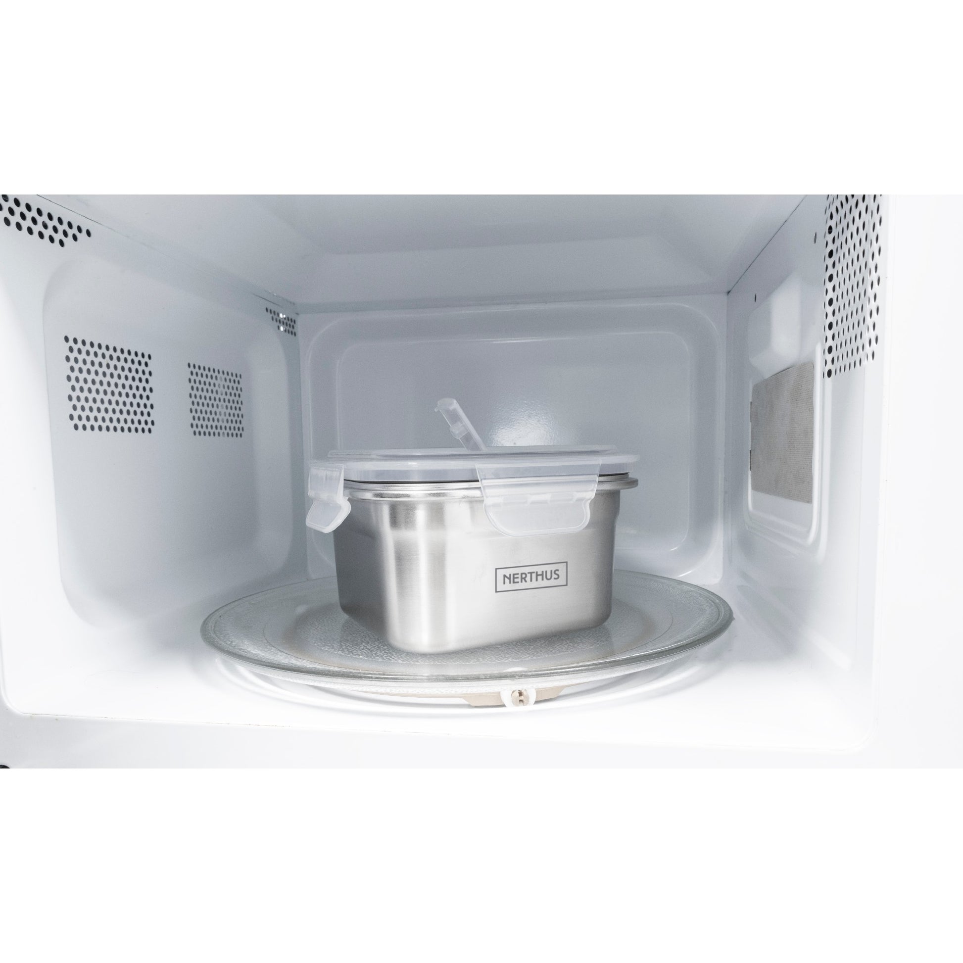 Recipiente Hermético de Acero Inoxidable Apto para Microondas - Cuadrado 550 ml,1300 ml