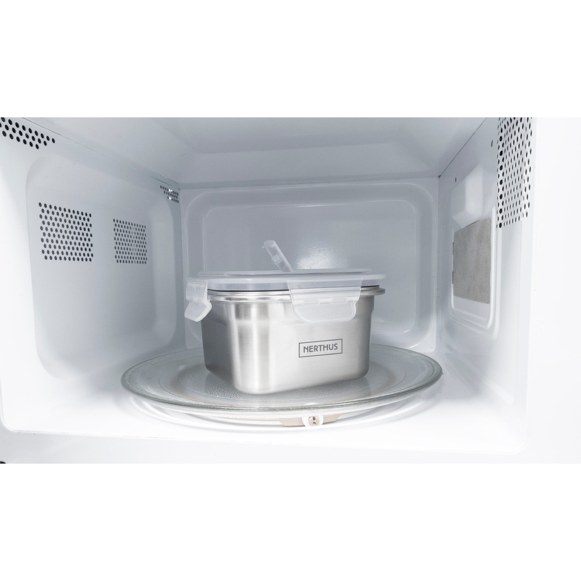 Recipiente Hermético de Acero Inoxidable Apto para Microondas - Cuadrado 550 ml,1300 ml