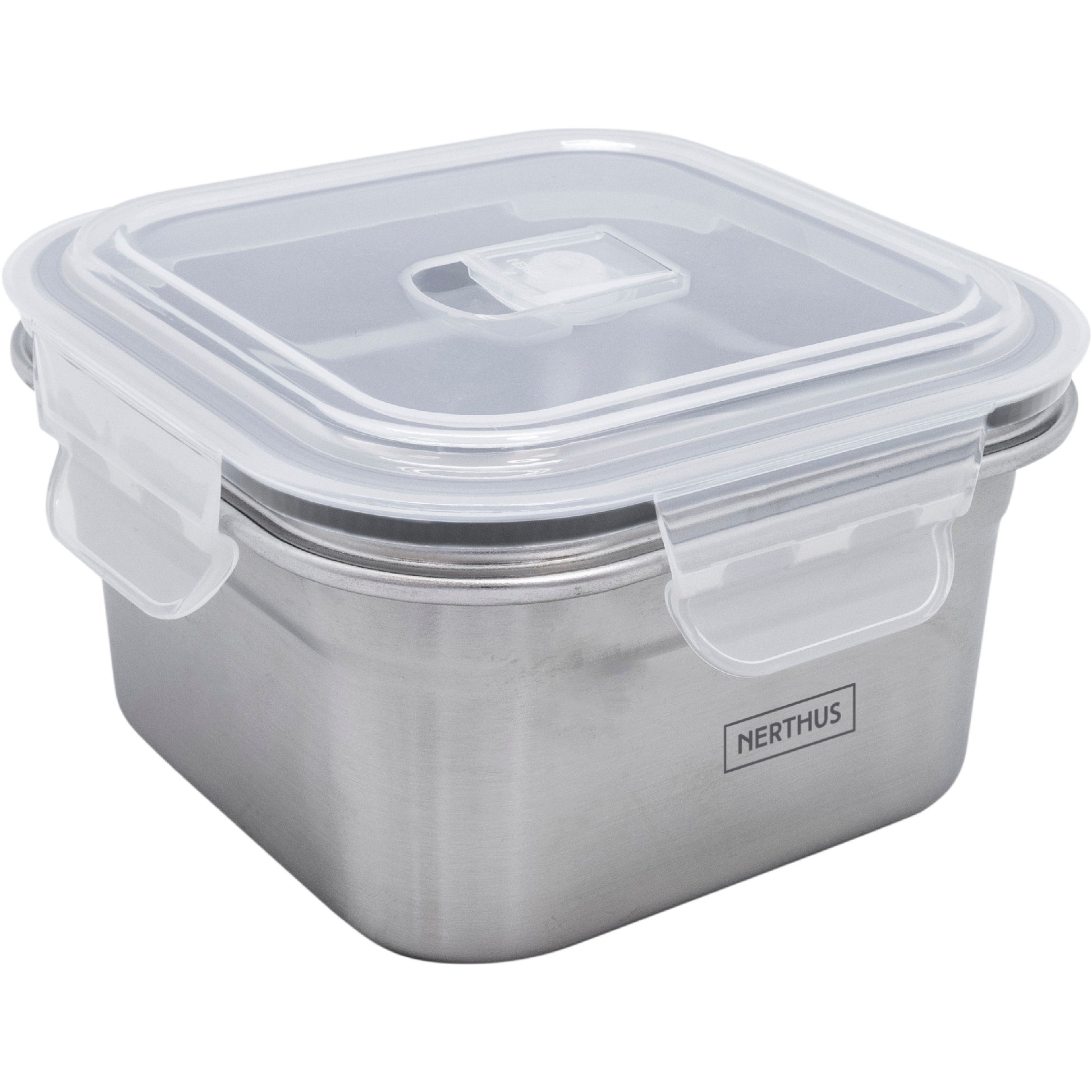 Recipiente Hermético de Acero Inoxidable Apto para Microondas - Cuadrado 550 ml,1300 ml