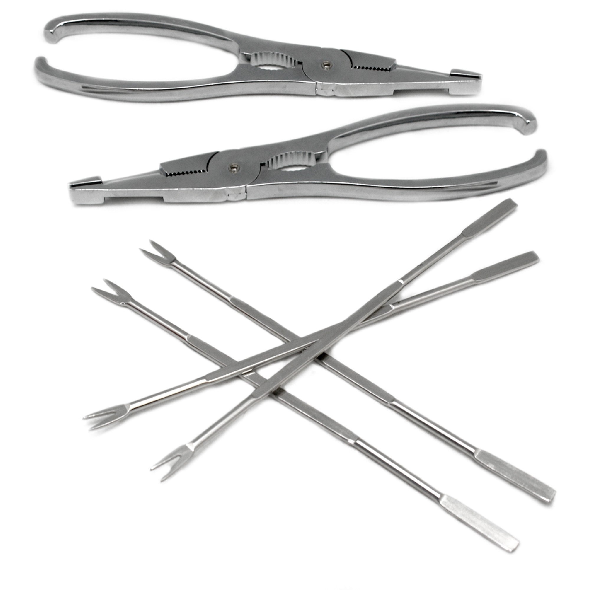 Set de utensilios para marisco con tenazas y pinchos