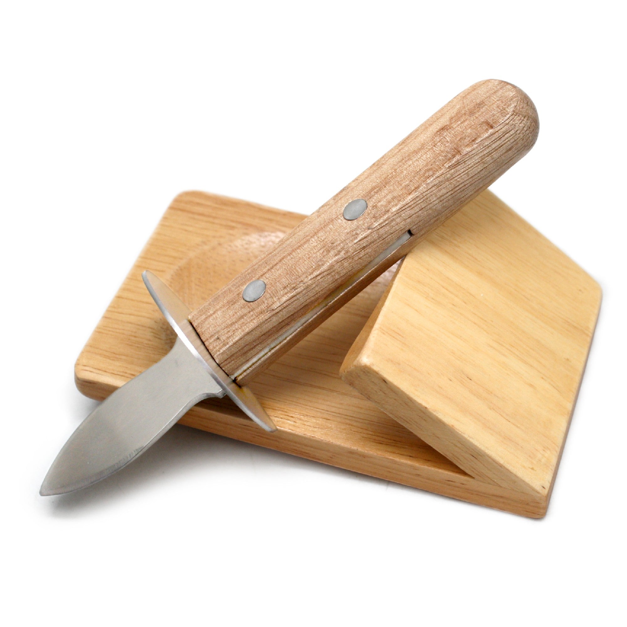 Cuchillo para ostras con base de madera antideslizante