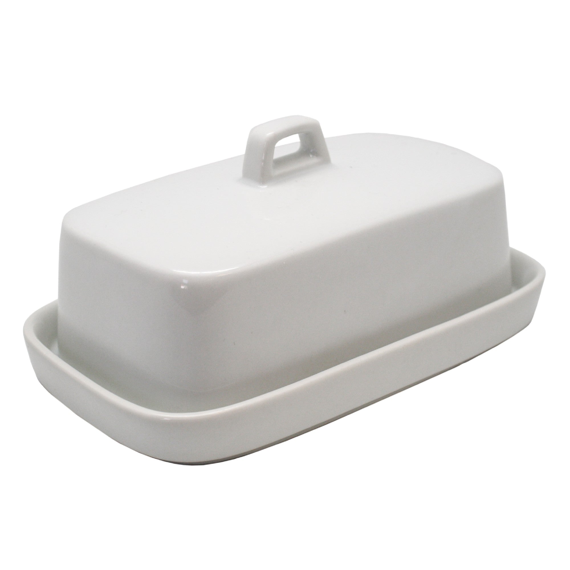 Mantequera de porcelana blanca con tapa