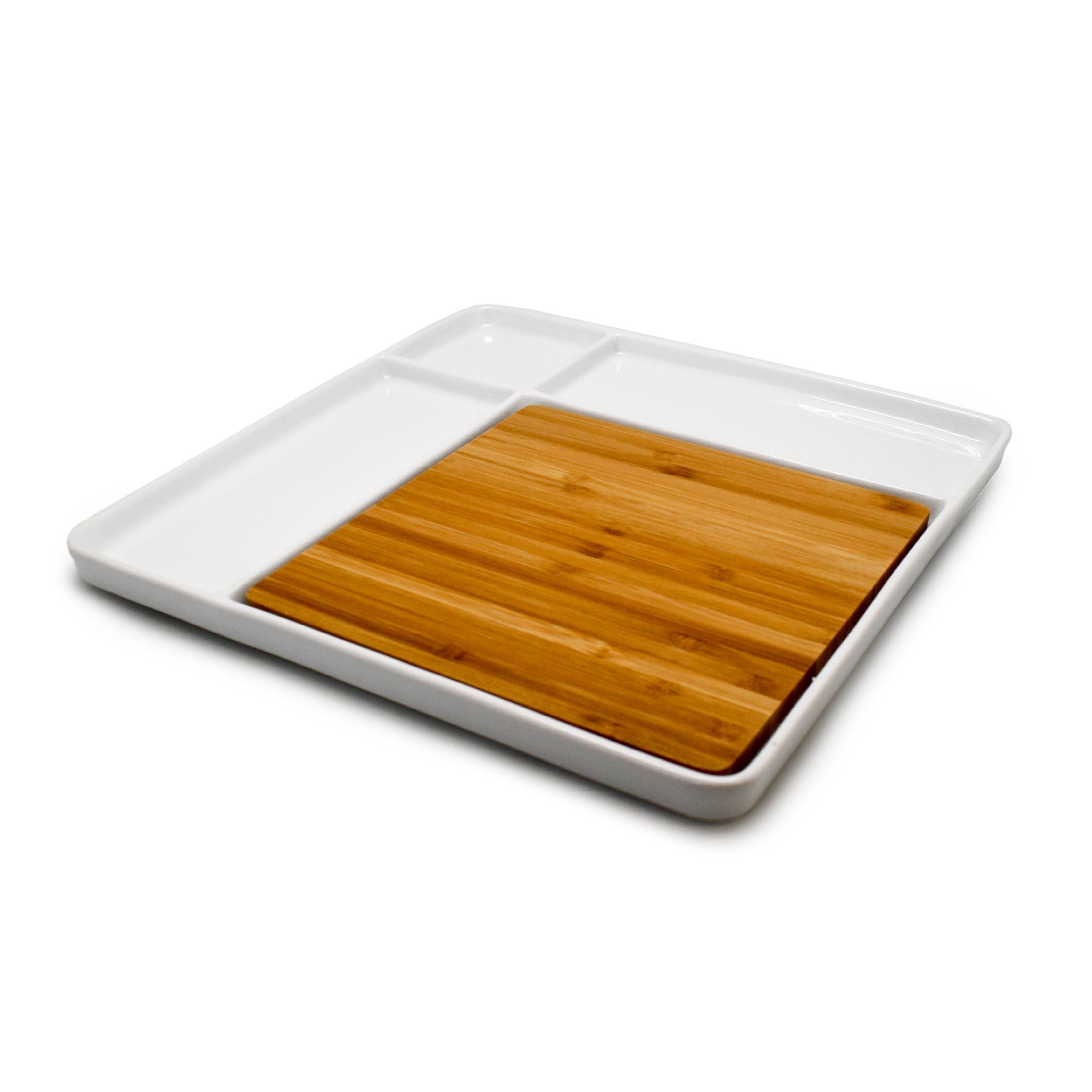 Plato para Snacks con Tabla de Bambú