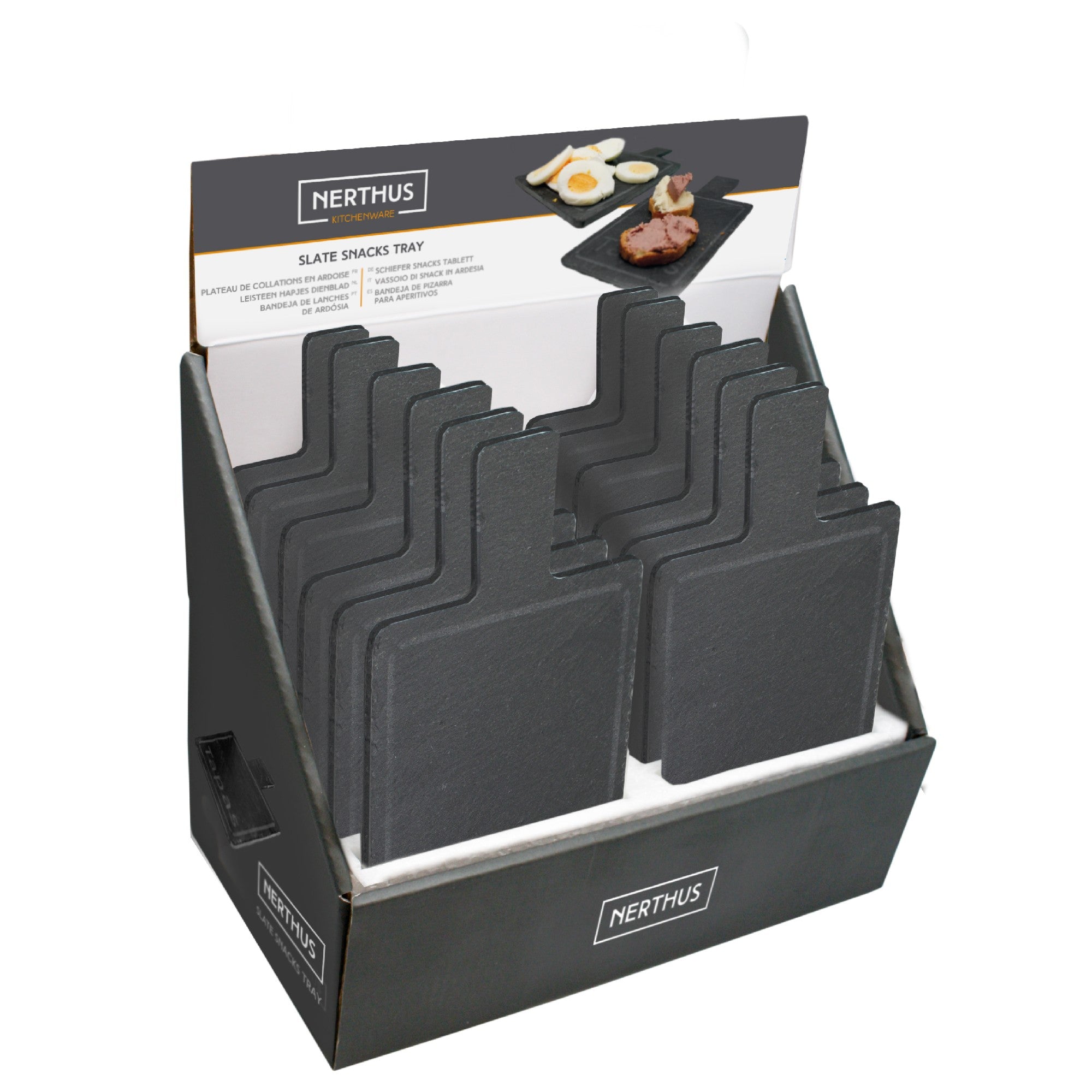 Tabla de pizarra natural con mango para aperitivos