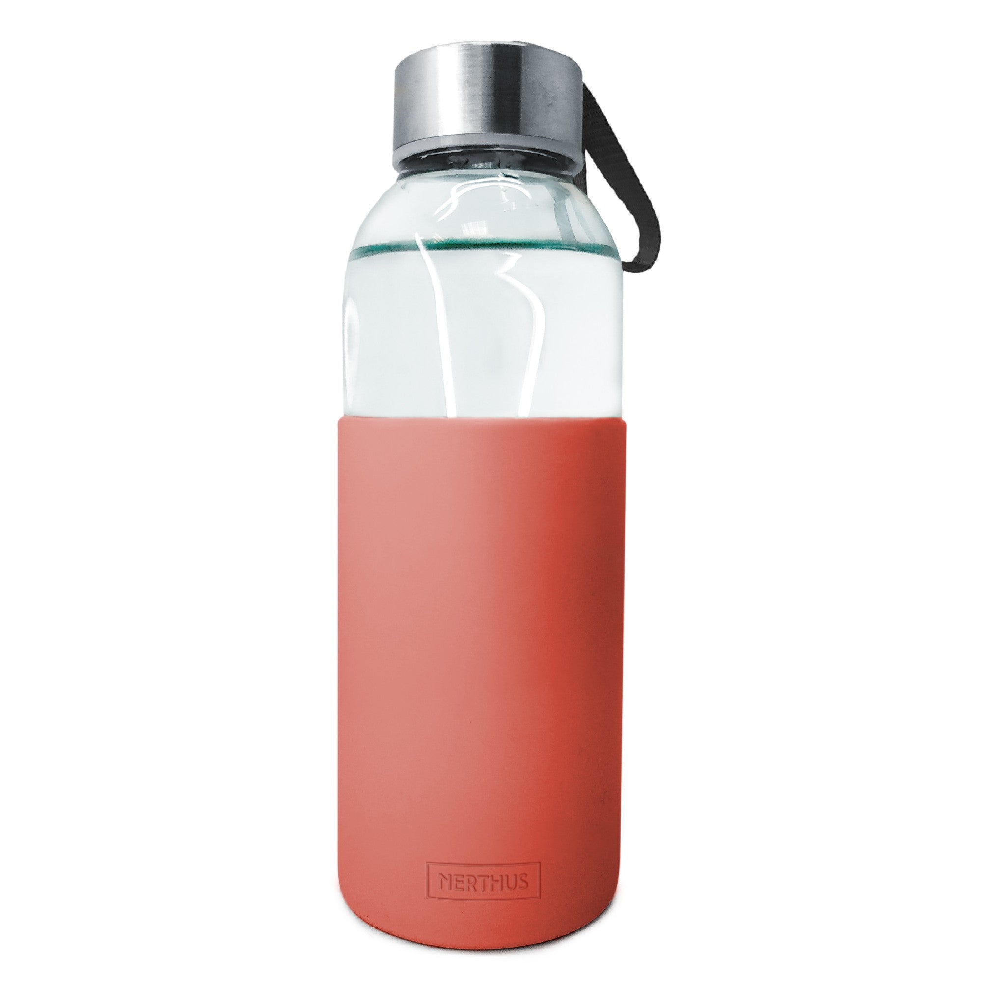 Botella de Cristal con Funda de Silicona Coral / 400 ml