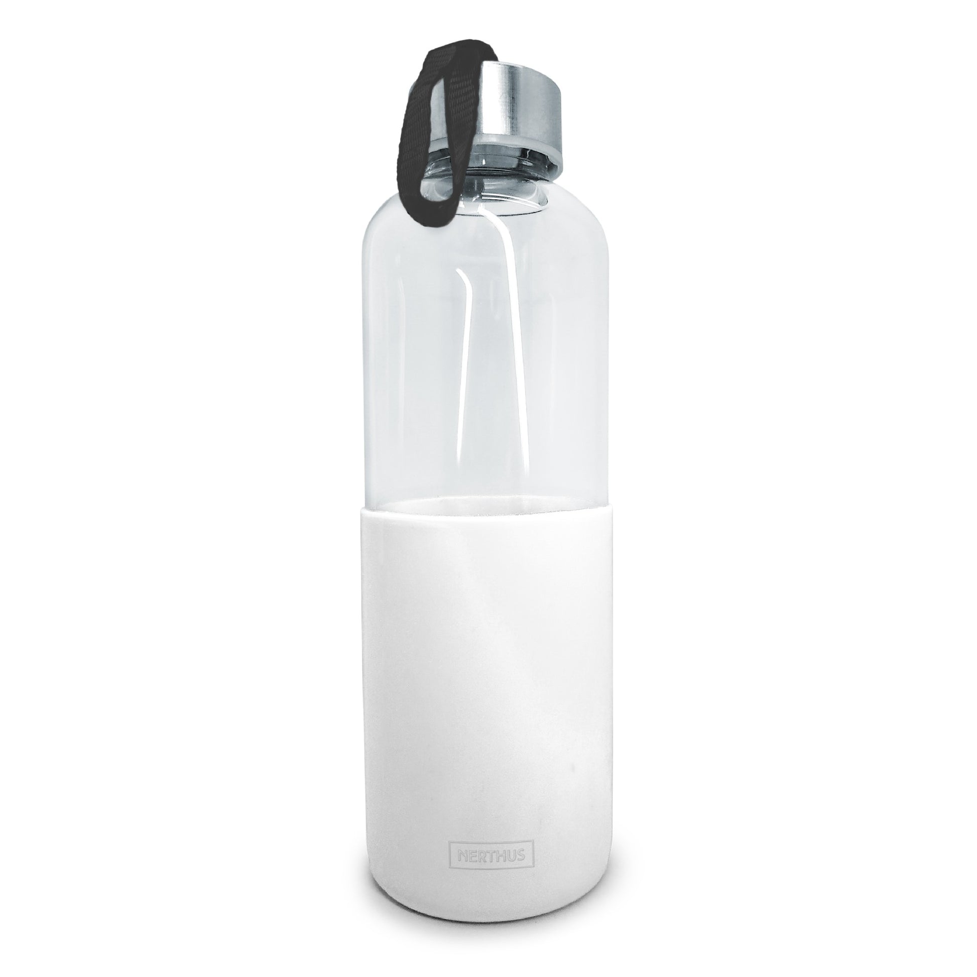 Botella de Cristal con Funda de Silicona Blanco / 600 ml
