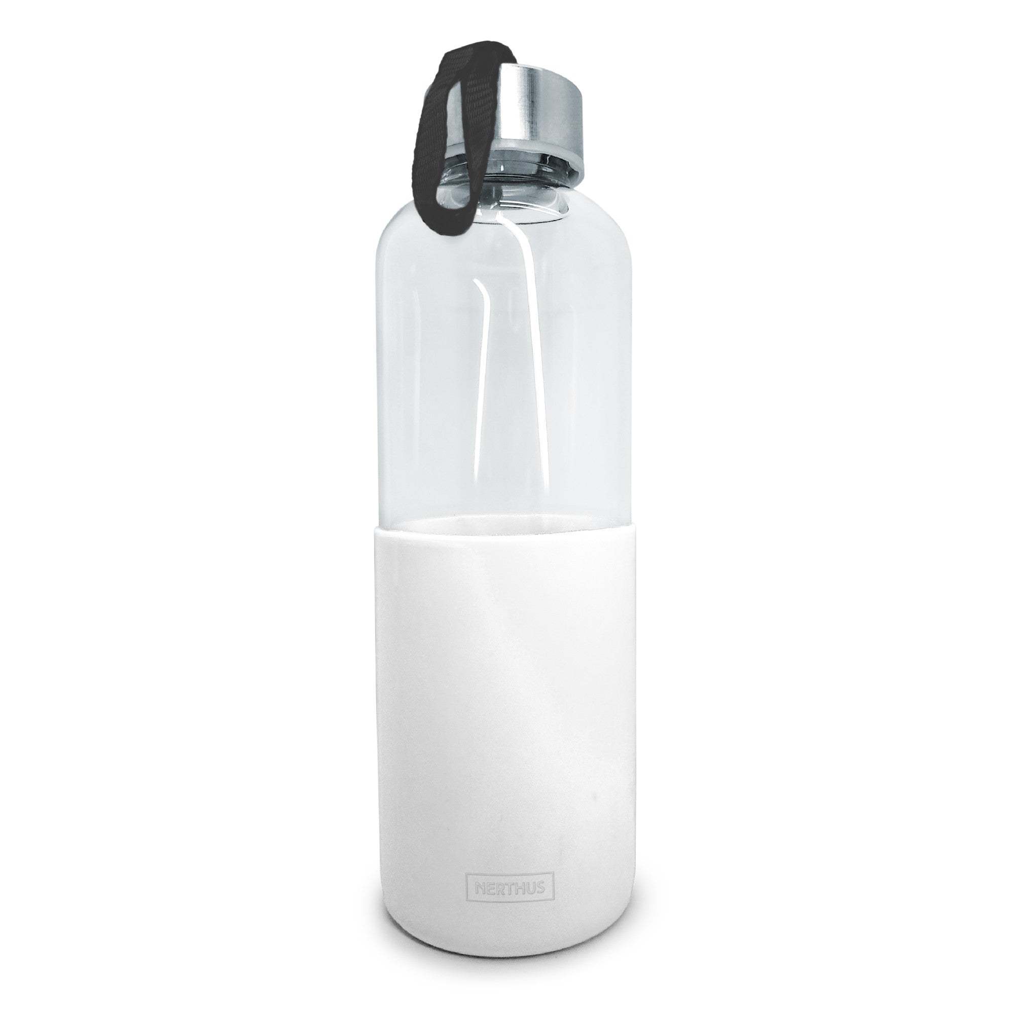 Botella de Cristal con Funda de Silicona Blanco / 600 ml