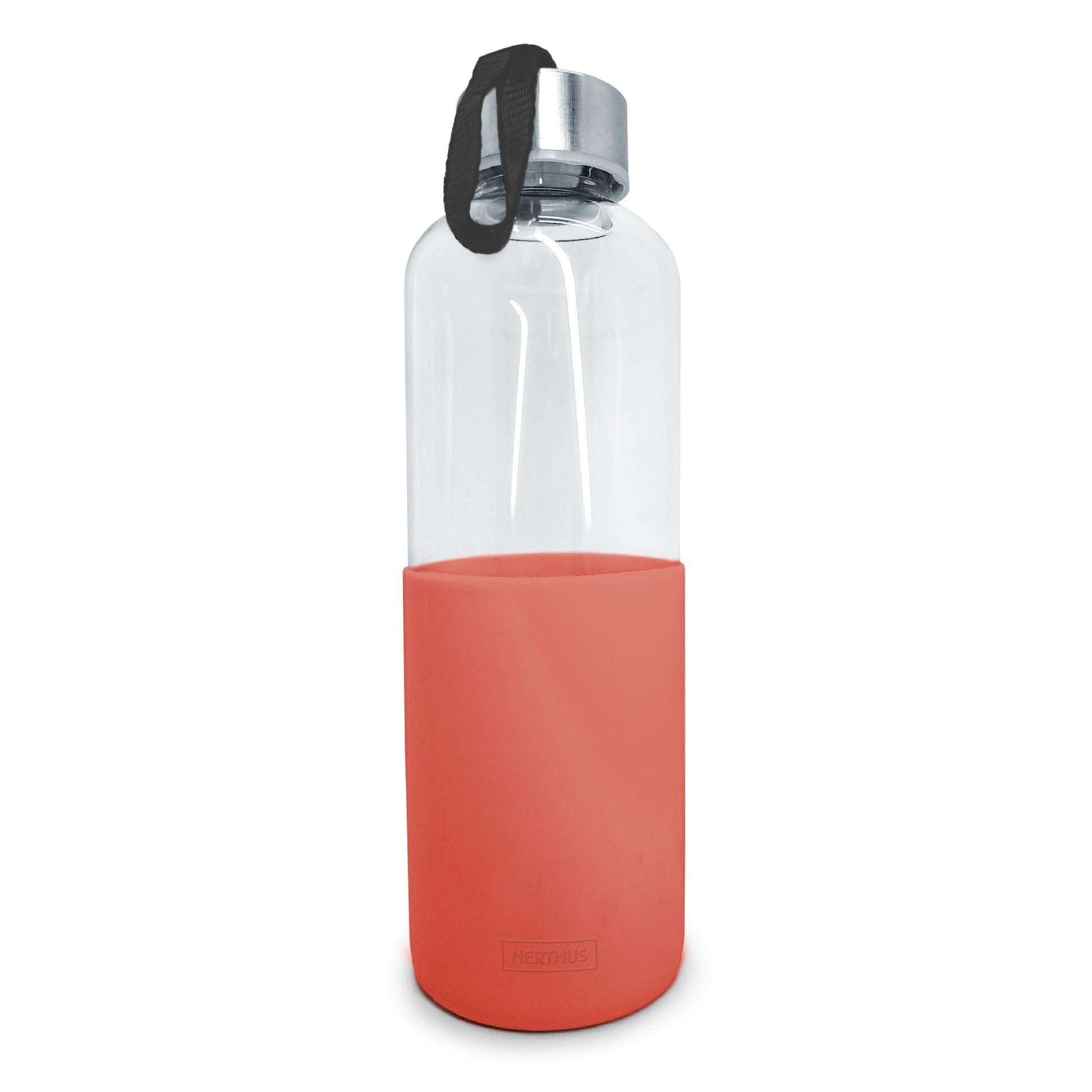 Botella de Cristal con Funda de Silicona Coral / 600 ml