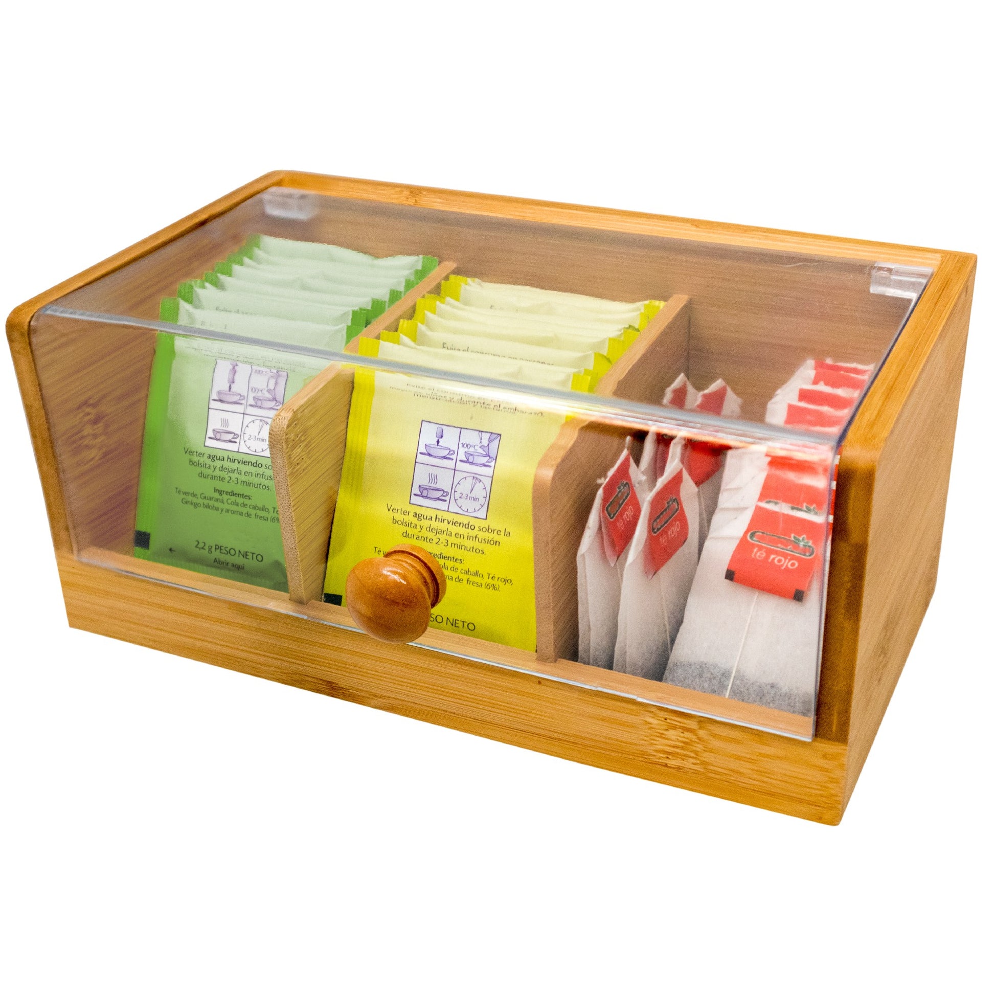 Caja Organizadora de Bolsitas de Té 3 Departamentos