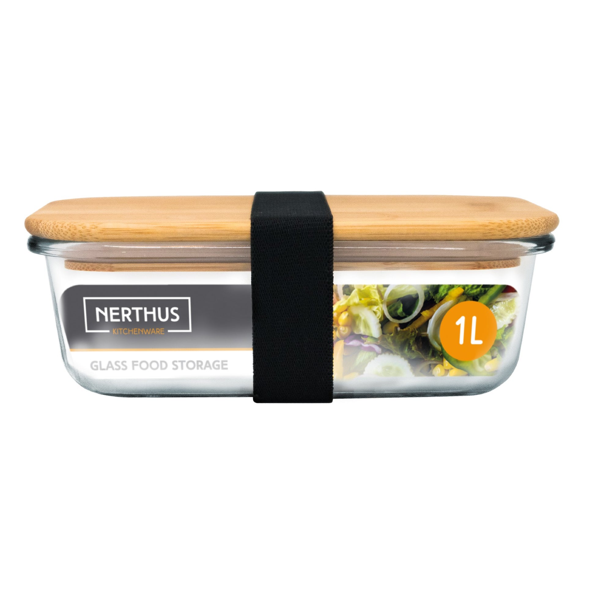 Recipiente Hermético de Cristal con Tapa de Bambú 1000 ml