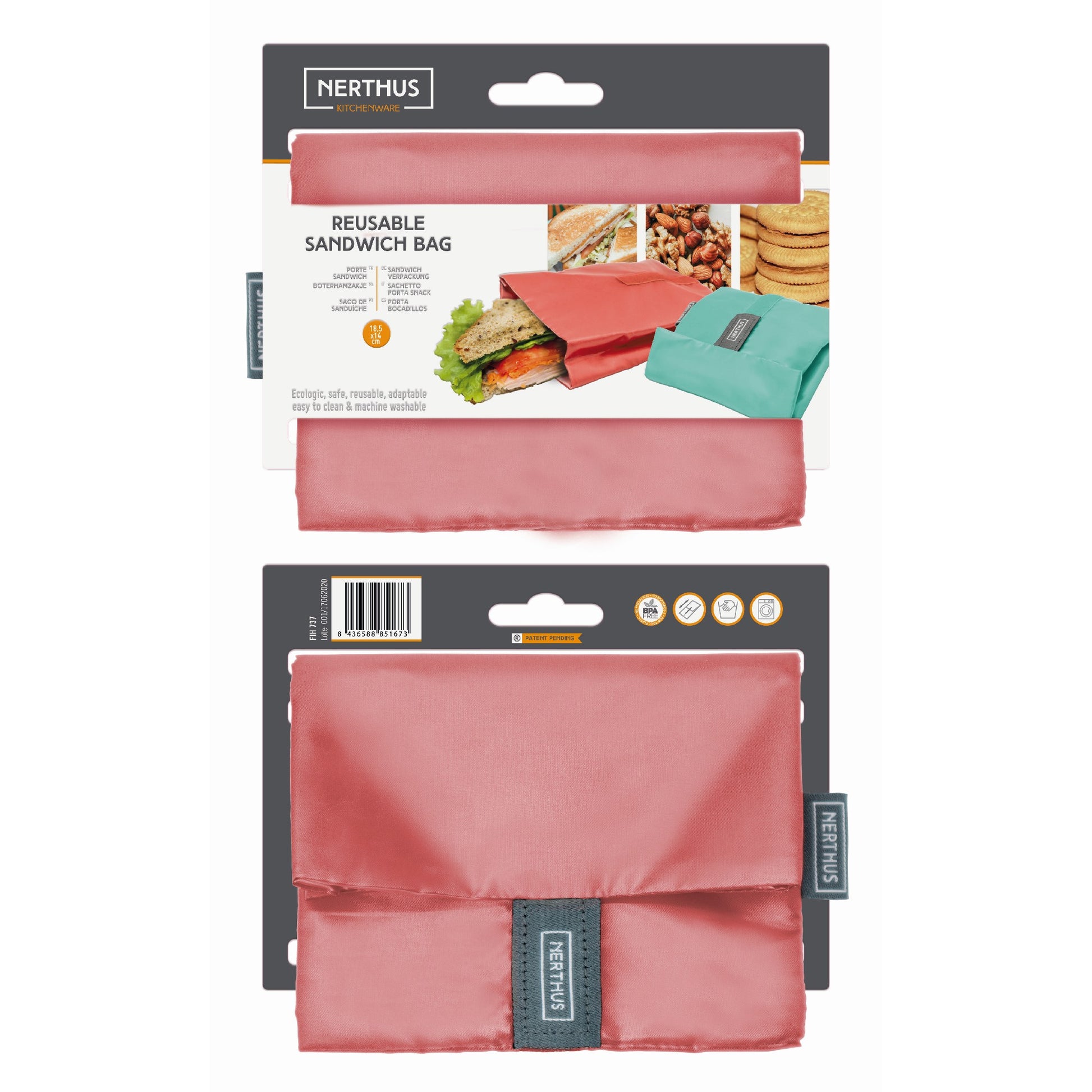 Bolsa Reutilizable para Sándwich Plegable Turquesa,Coral,Azul Pastel,Rosa Pastel,Mapa Mundi,Jungla