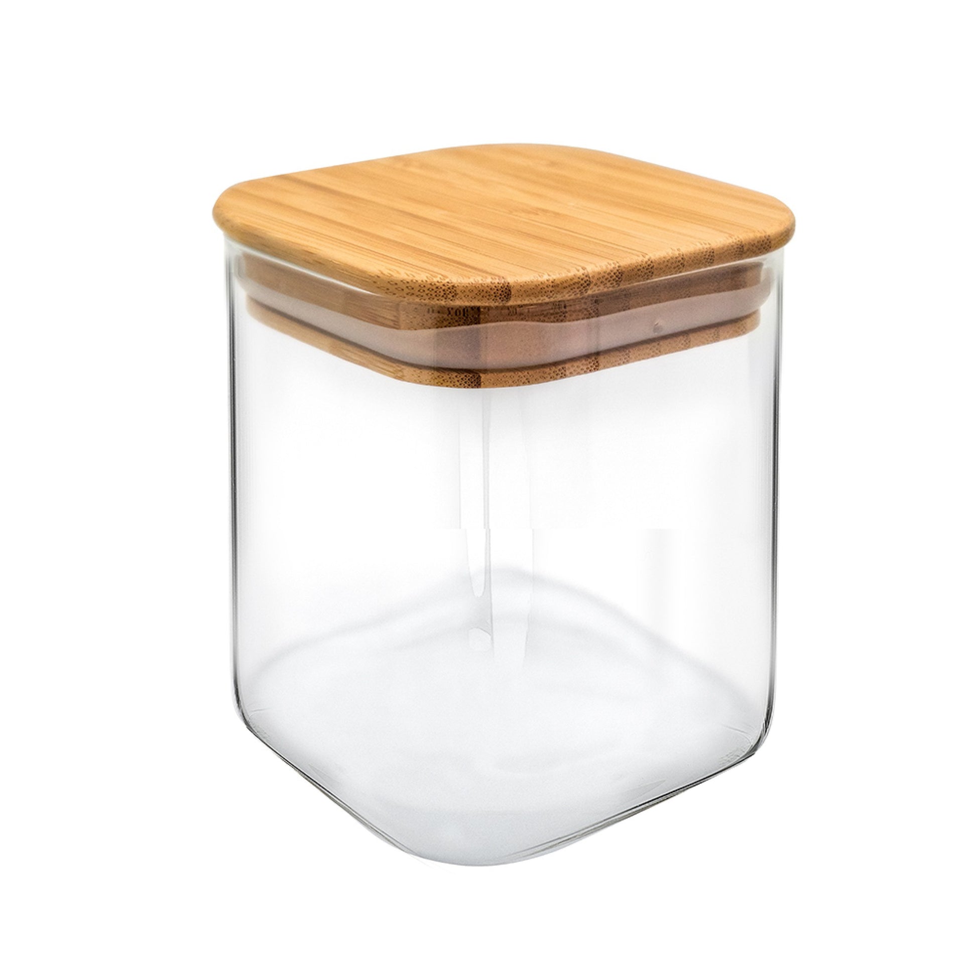 Tarro Hermético de Cristal Cuadrado con Tapa de Bambú 800 ml