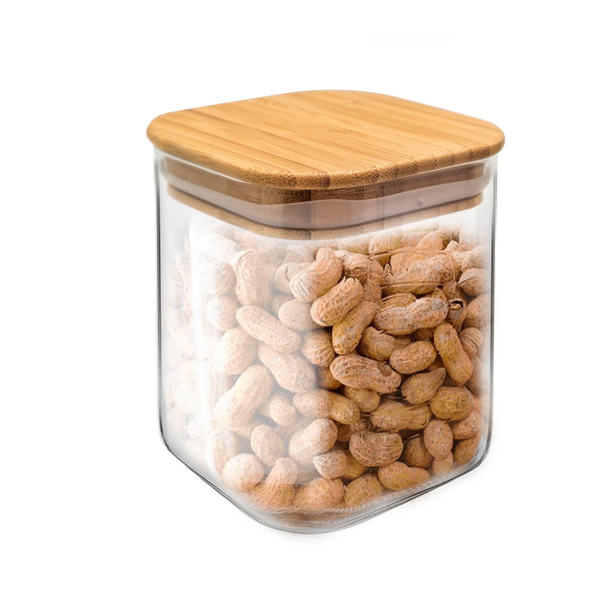 Tarro Hermético de Cristal Cuadrado con Tapa de Bambú 800 ml,1100 ml