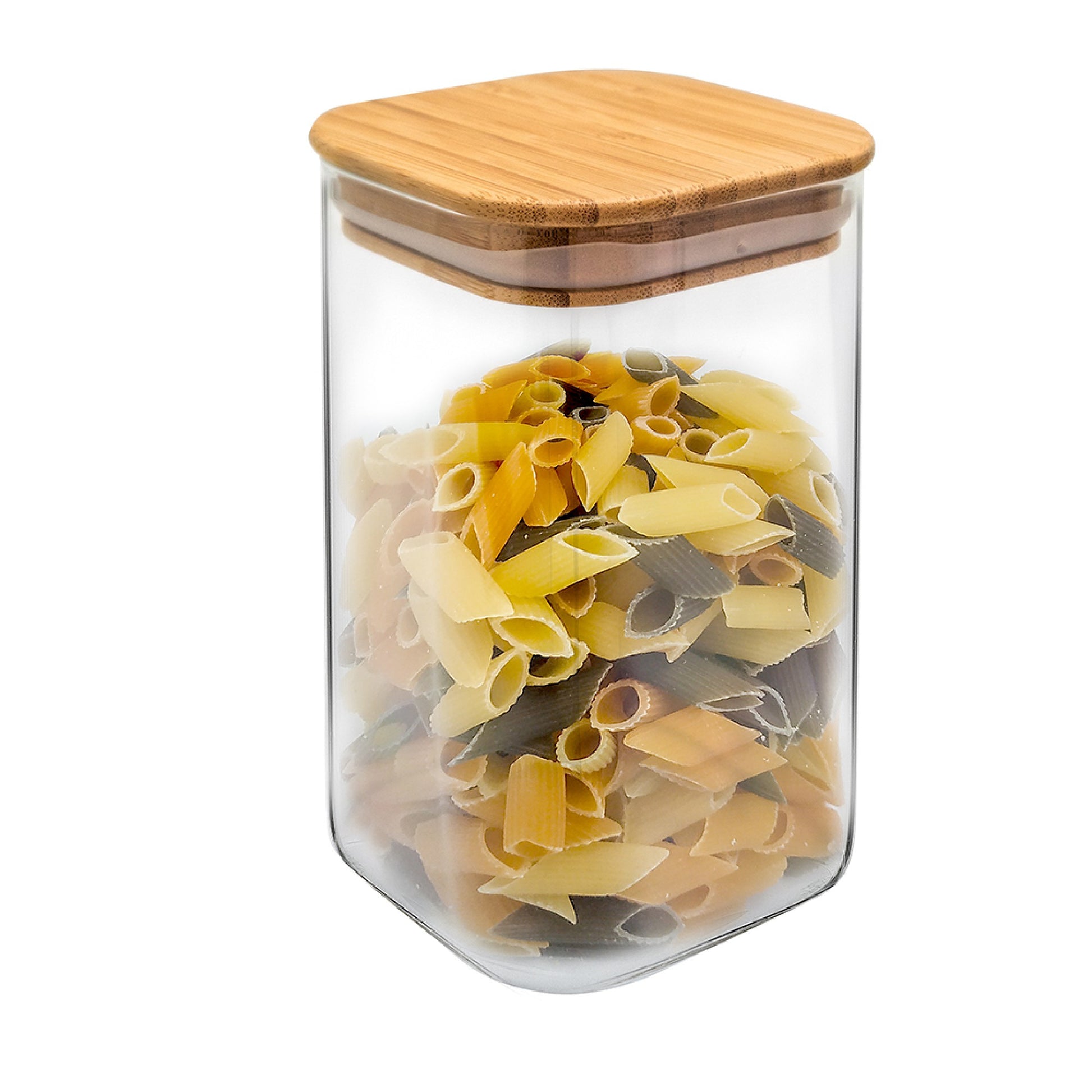 Tarro Hermético de Cristal Cuadrado con Tapa de Bambú 800 ml,1100 ml