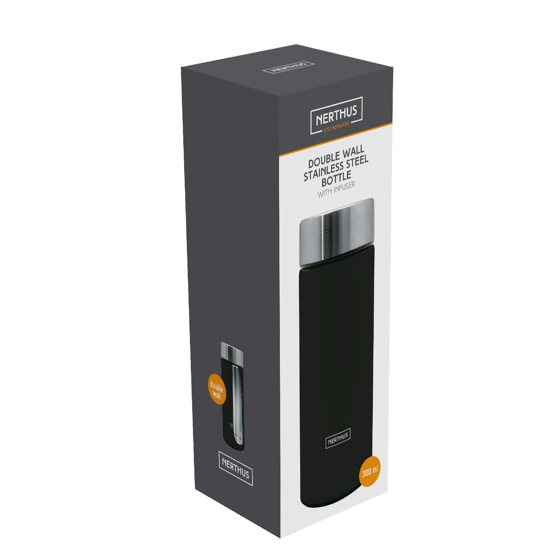 Botella Termo 300 ml con Infusor Coral,Madera,Negro