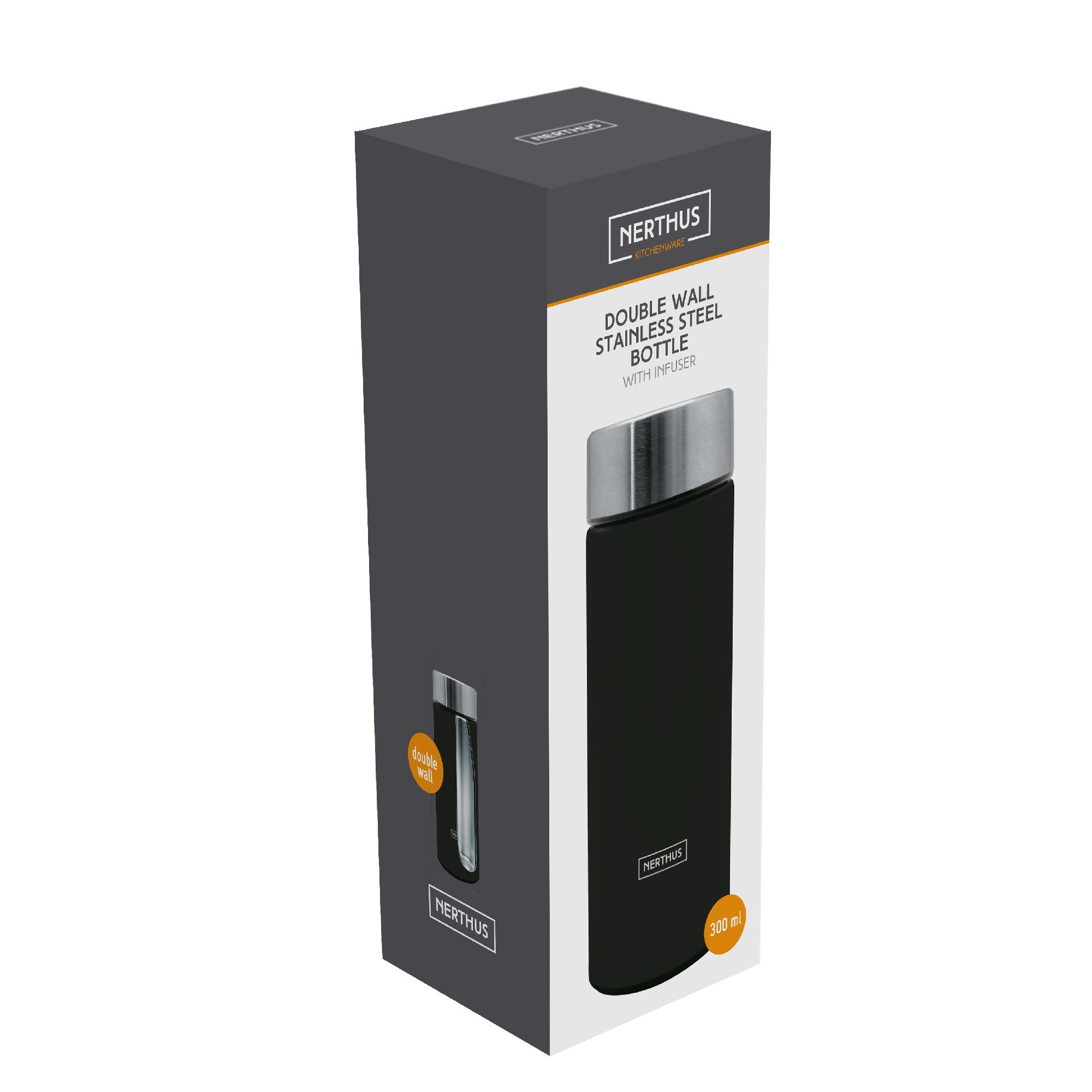 Botella Termo 300 ml con Infusor Coral,Madera,Negro