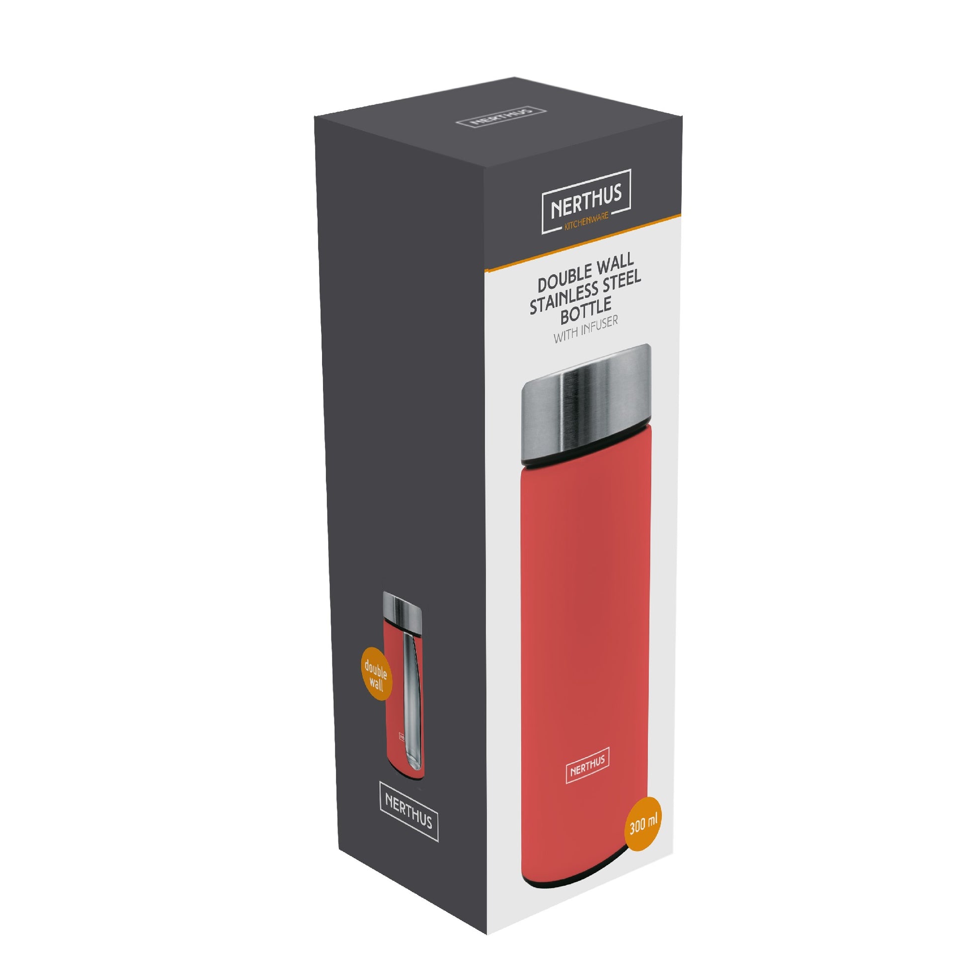 Botella Termo 300 ml con Infusor Coral,Madera,Negro