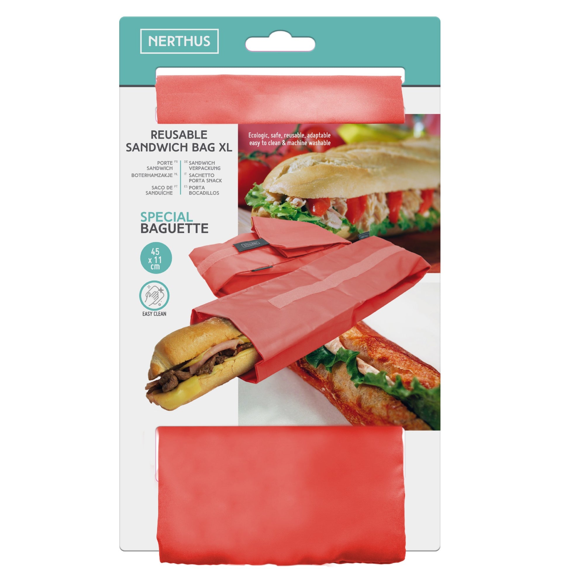 Porta Bocadillo Especial Baguette Azul,Gris,Coral,Turquesa