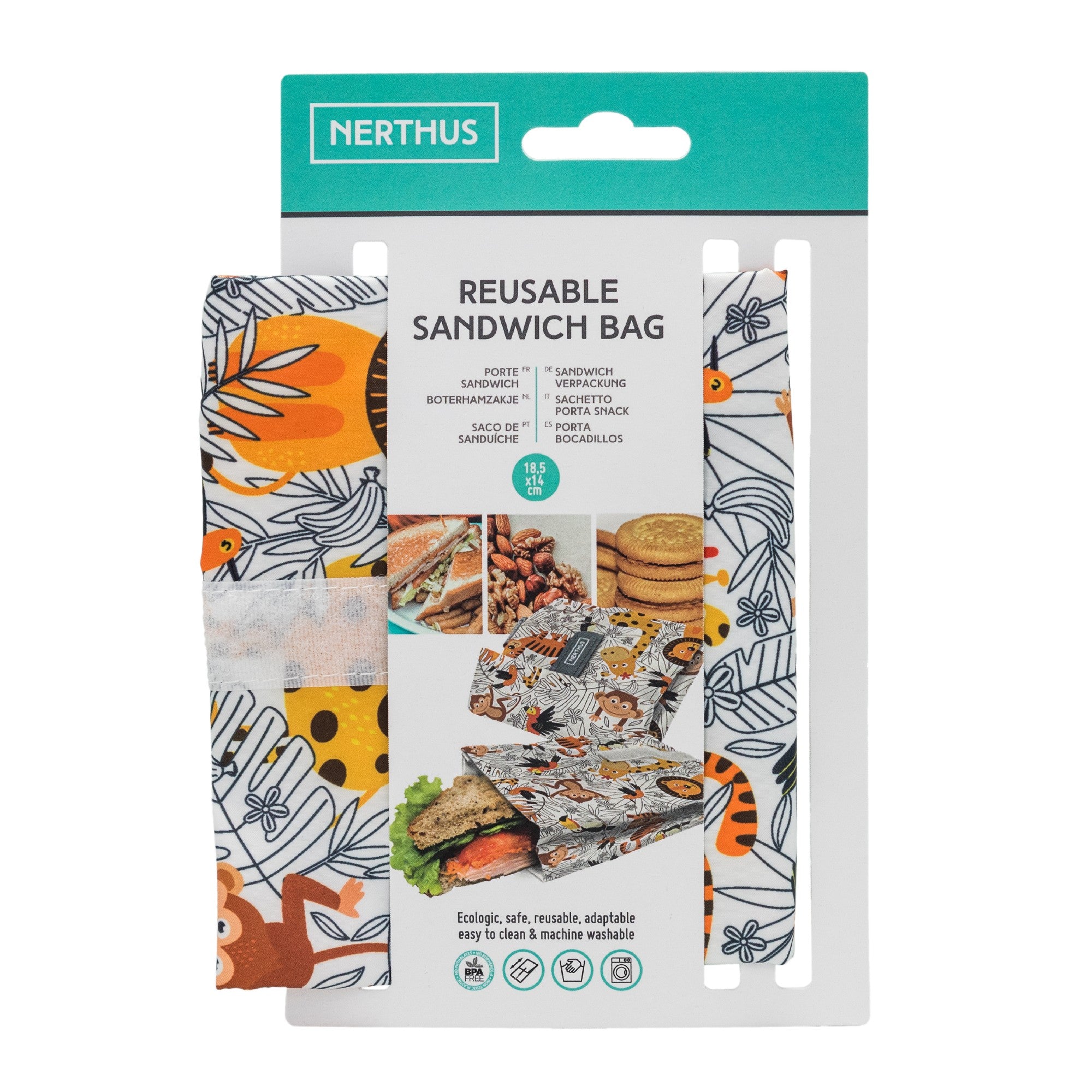 Bolsa Reutilizable para Sándwich Plegable Infantil Leones,Unicornios,Dinosaurios,Espacio
