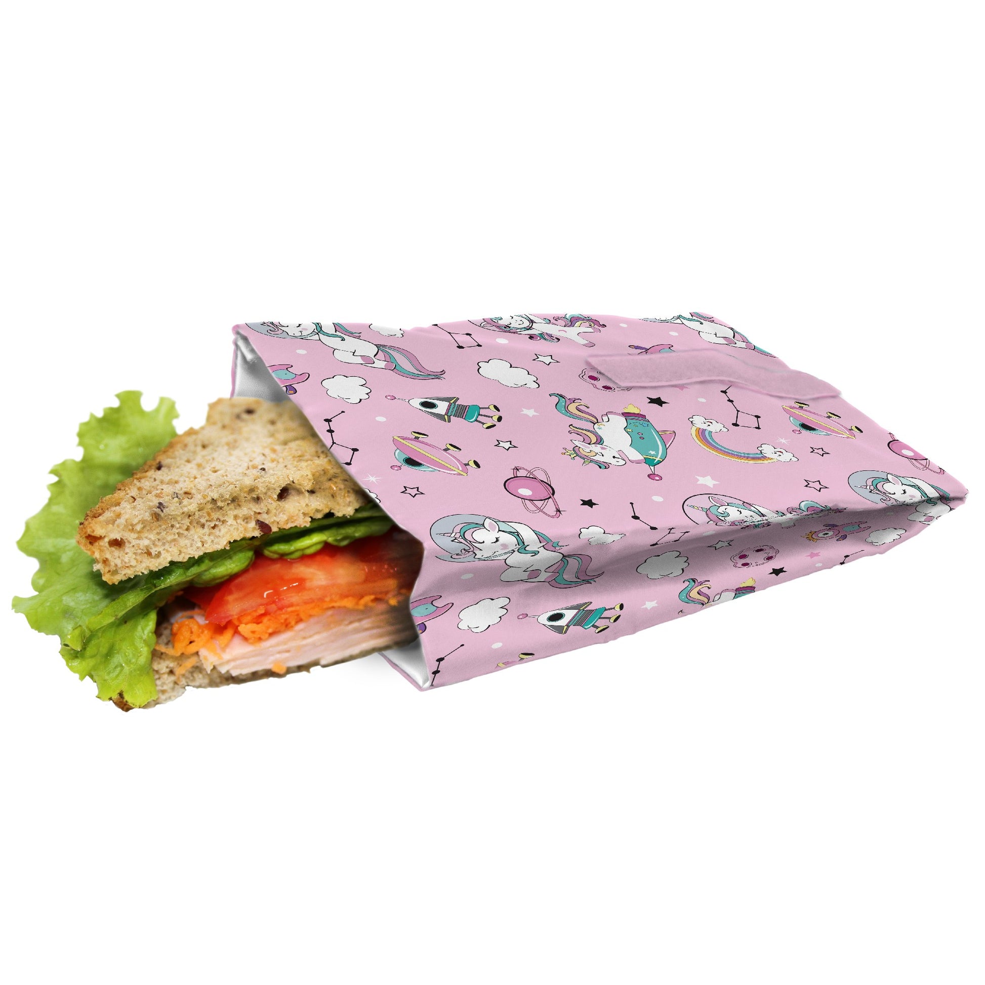 Bolsa Reutilizable para Sándwich Plegable Infantil Leones,Unicornios,Dinosaurios,Espacio