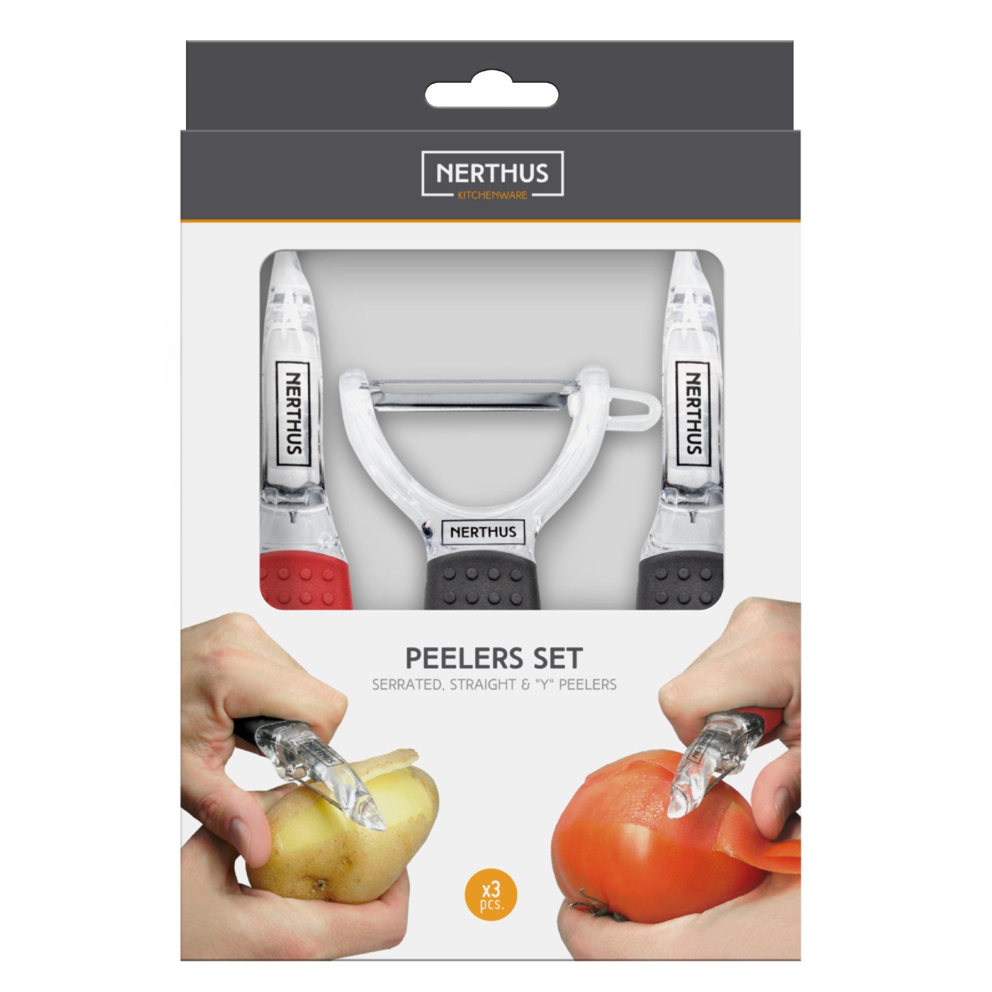 Set de peladores de acero inoxidable con mango ergonómico