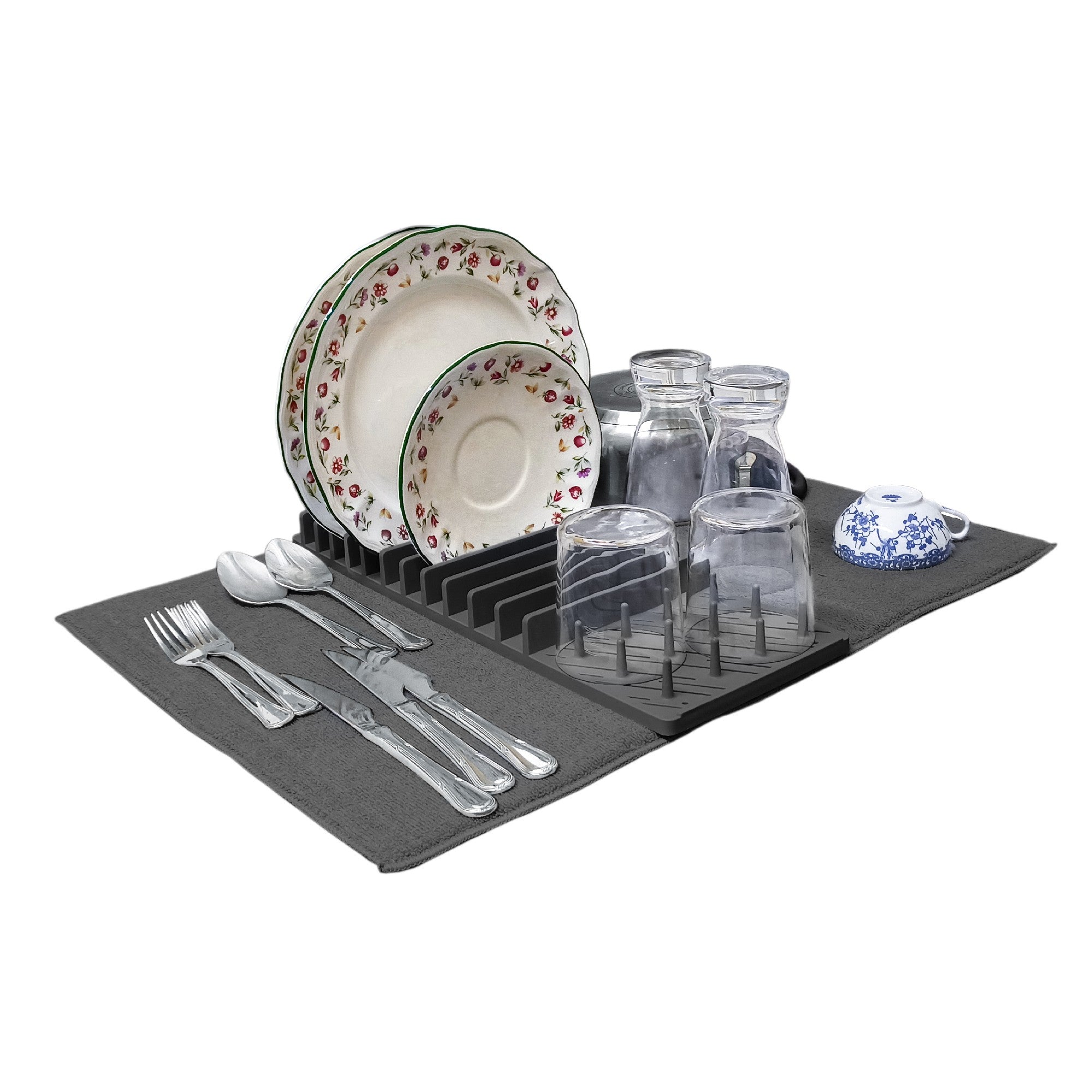 Escurreplatos con soporte y tapete de secado 43×60 cm