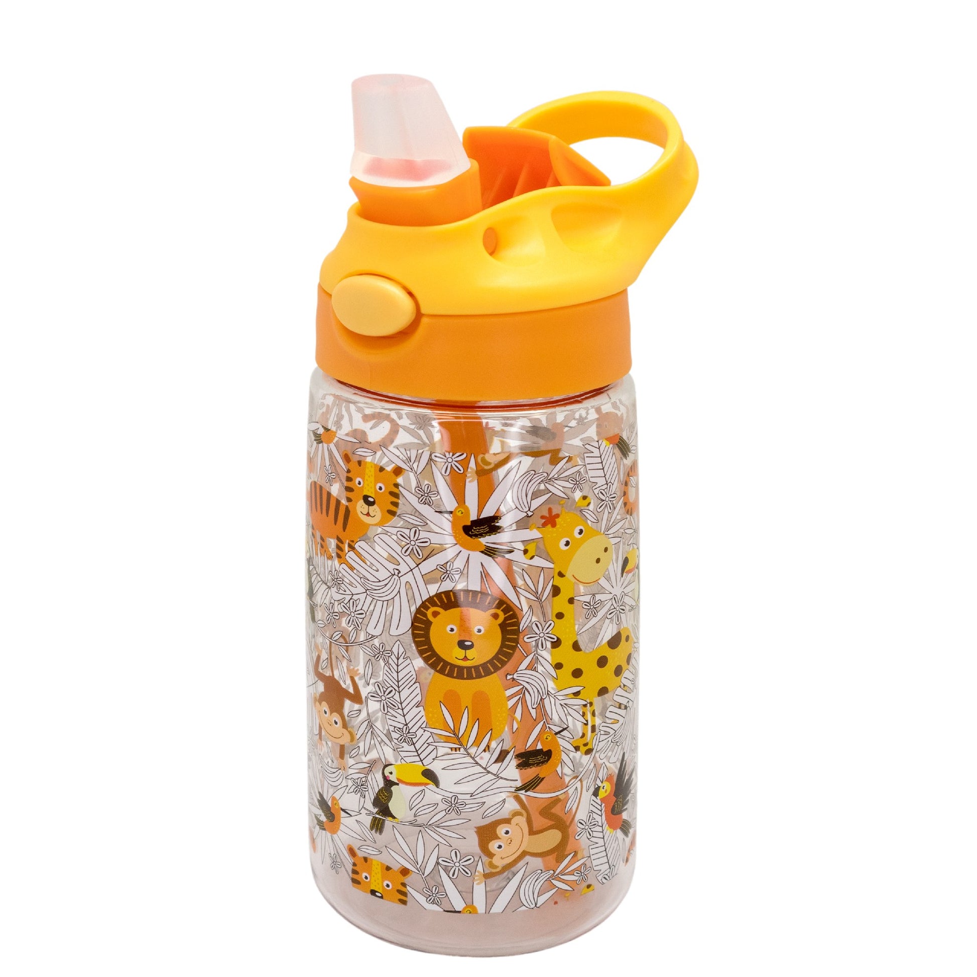 Botella Infantil Tritán 450 ml con Pajita Leones,Unicornios,Dinosaurios,Espacio,Fútbol,Coches