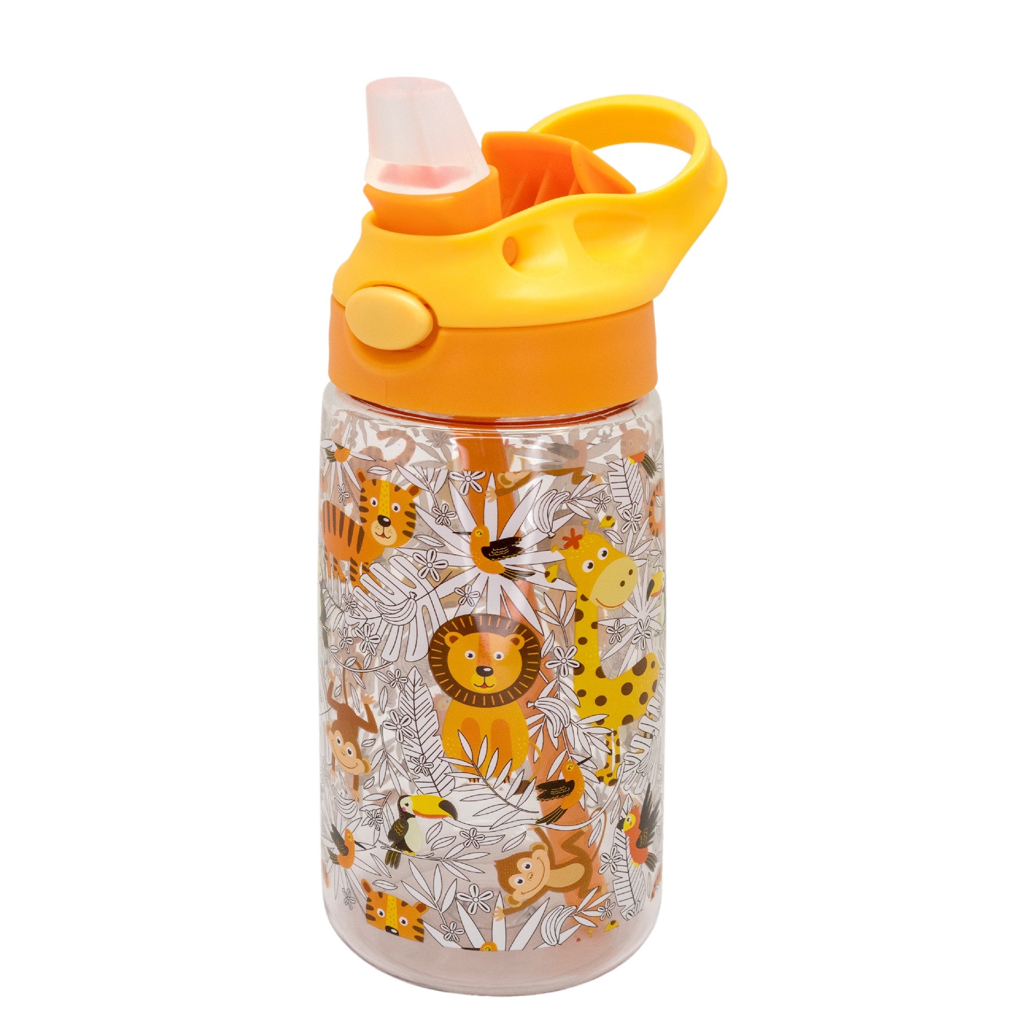 Botella Infantil Tritán 450 ml con Pajita Leones,Unicornios,Dinosaurios,Espacio,Fútbol,Coches