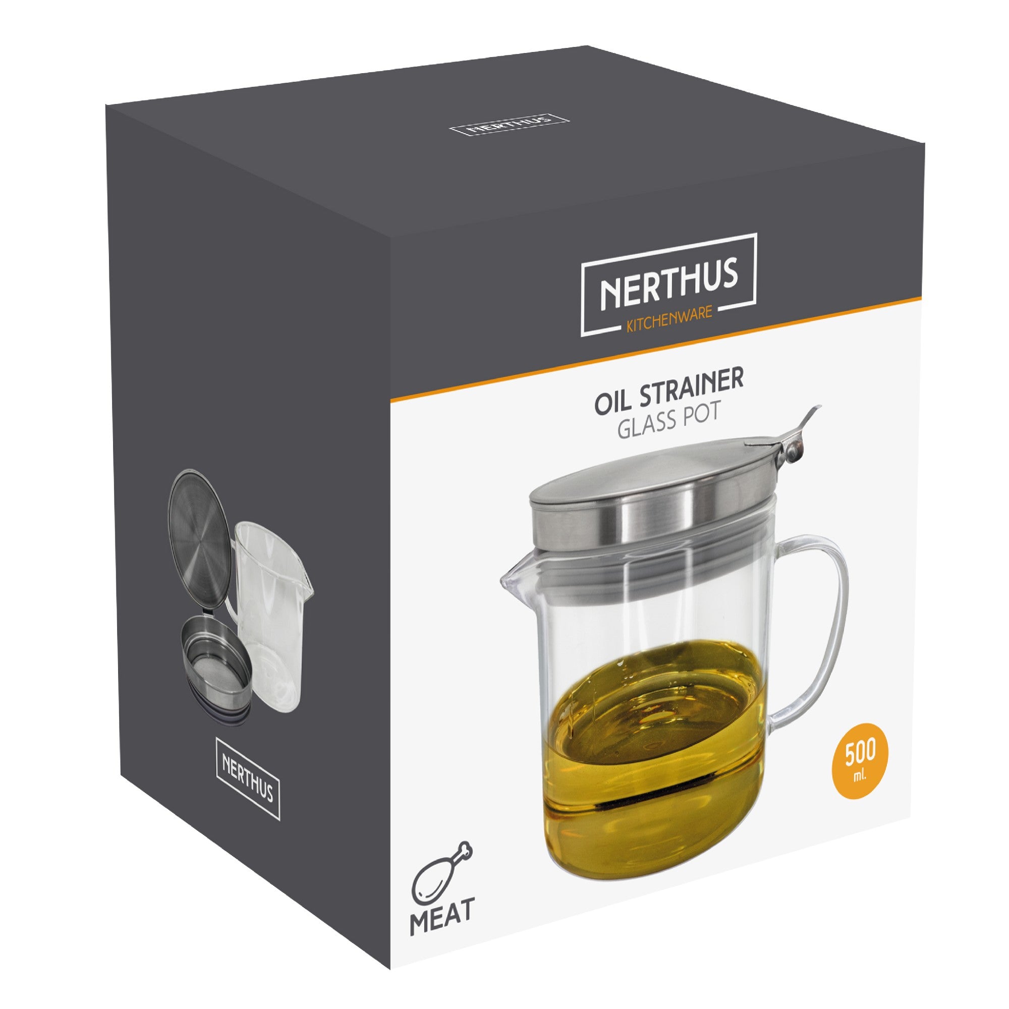 Grasera de Cristal 500 ml con Filtro Carne