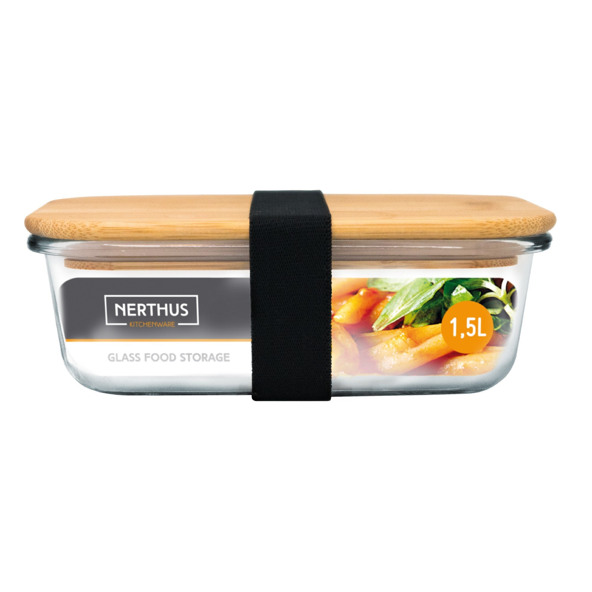 Recipiente Hermético de Cristal con Tapa de Bambú 1500 ml