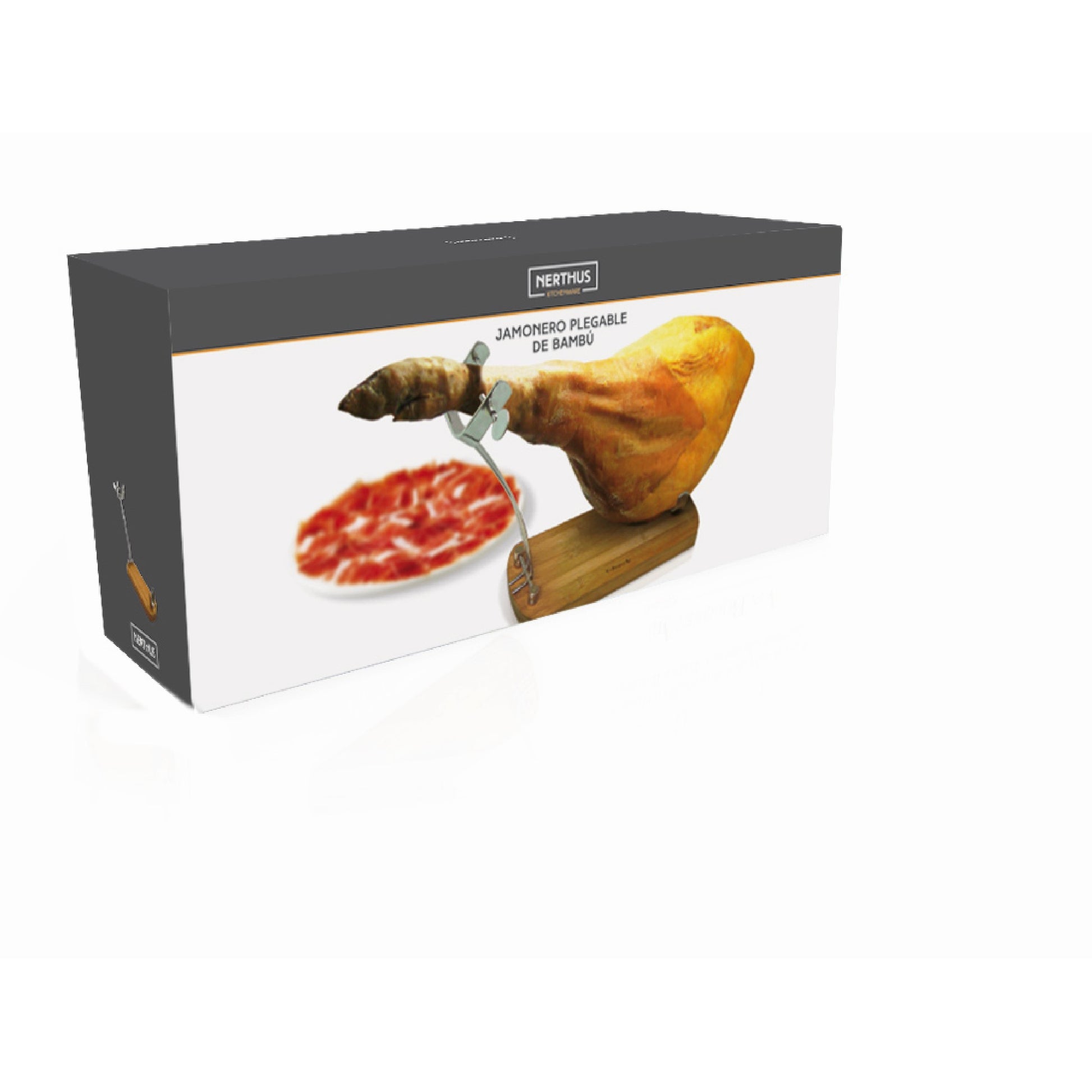 Jamonero Plegable de Bambú con Base Antideslizante