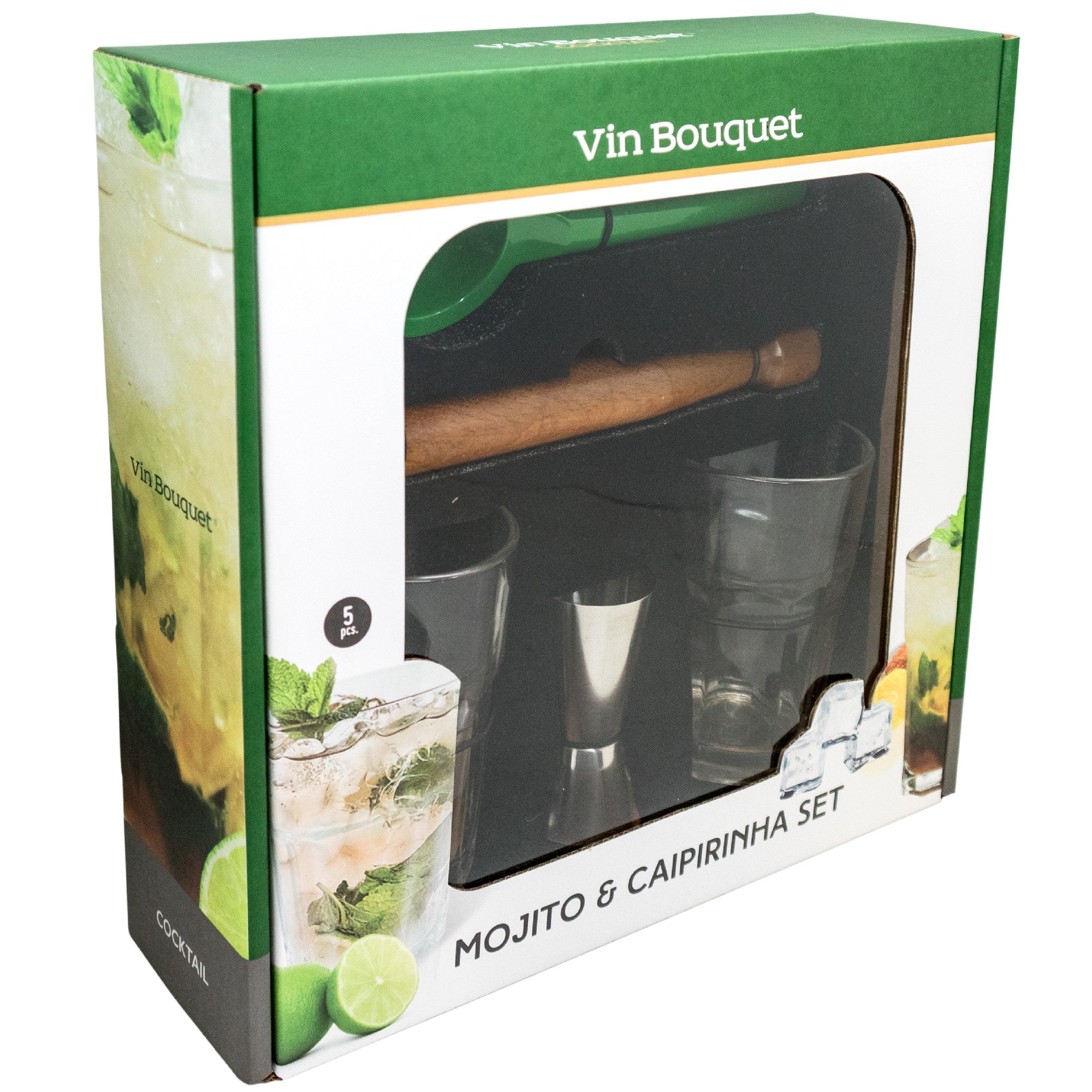 Set para mojito y caipirinha con vasos y accesorios
