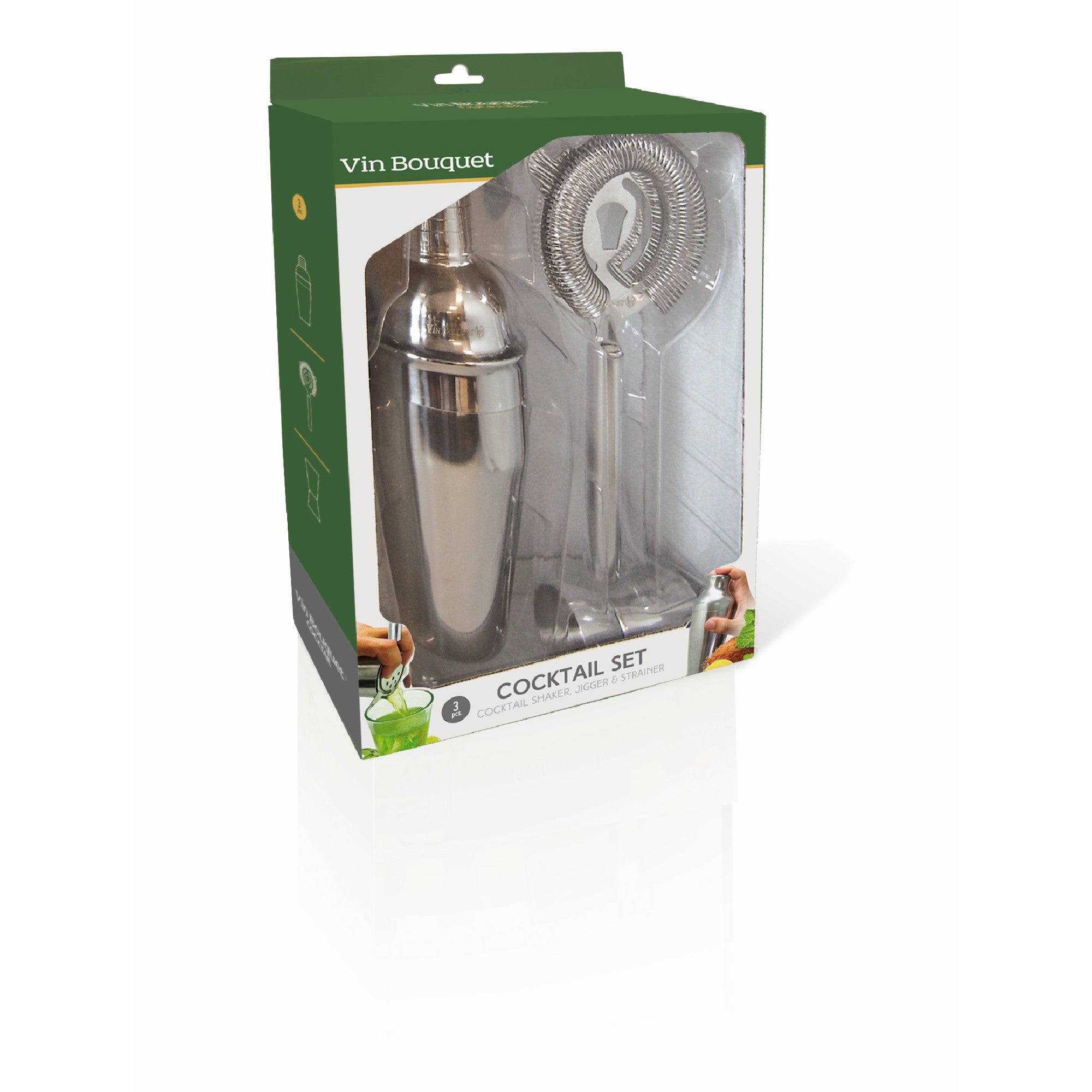 Set de coctelera con jigger y colador