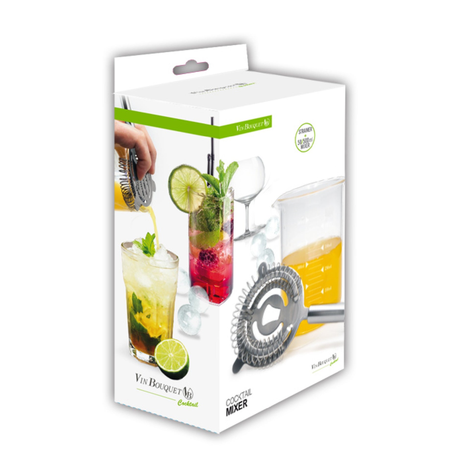 Vaso medidor con colador para preparar cócteles