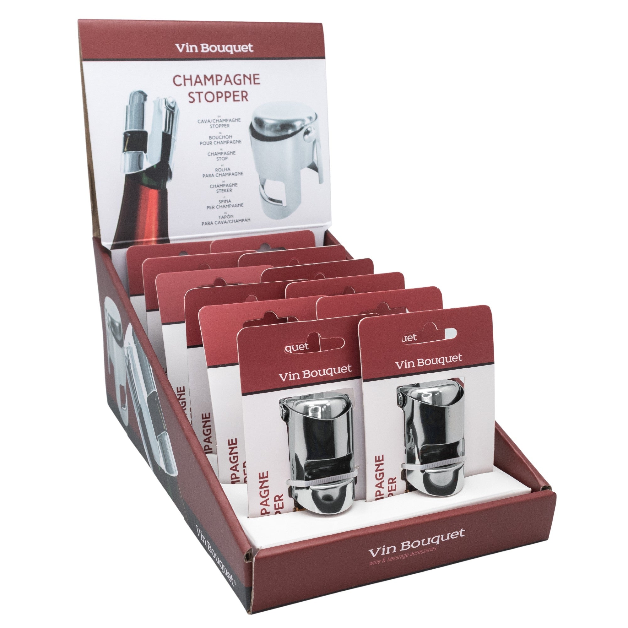 Tapón para cava y champagne en acero plata