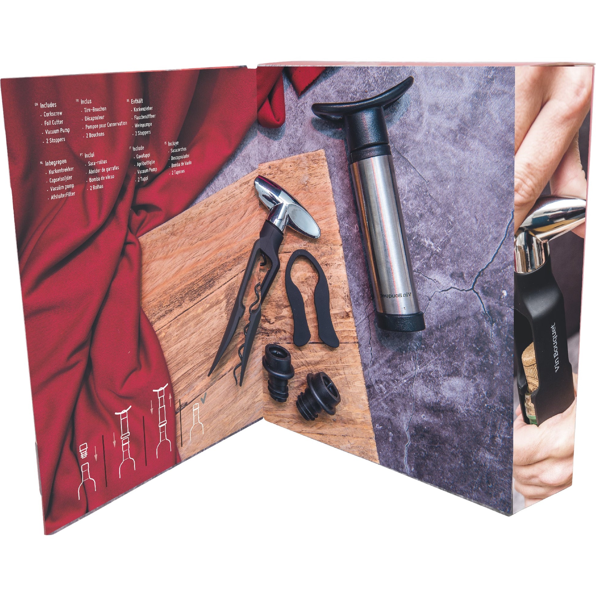 Set de Sacacorchos de Giro y Bomba de Vacío