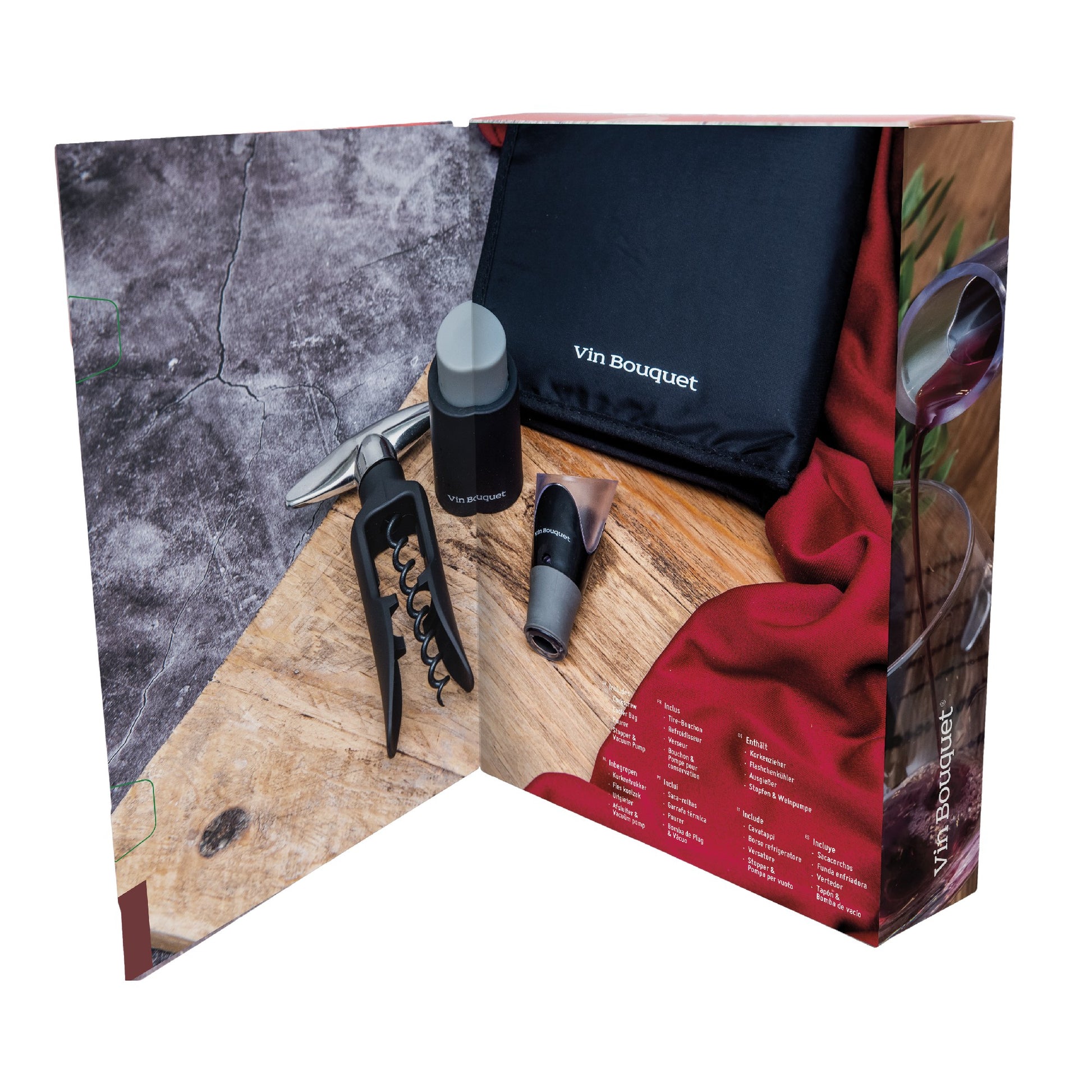 Set de Vino Royal – Sacacorchos Automático, Vertedor, Tapón de Vacío y Funda Enfriadora