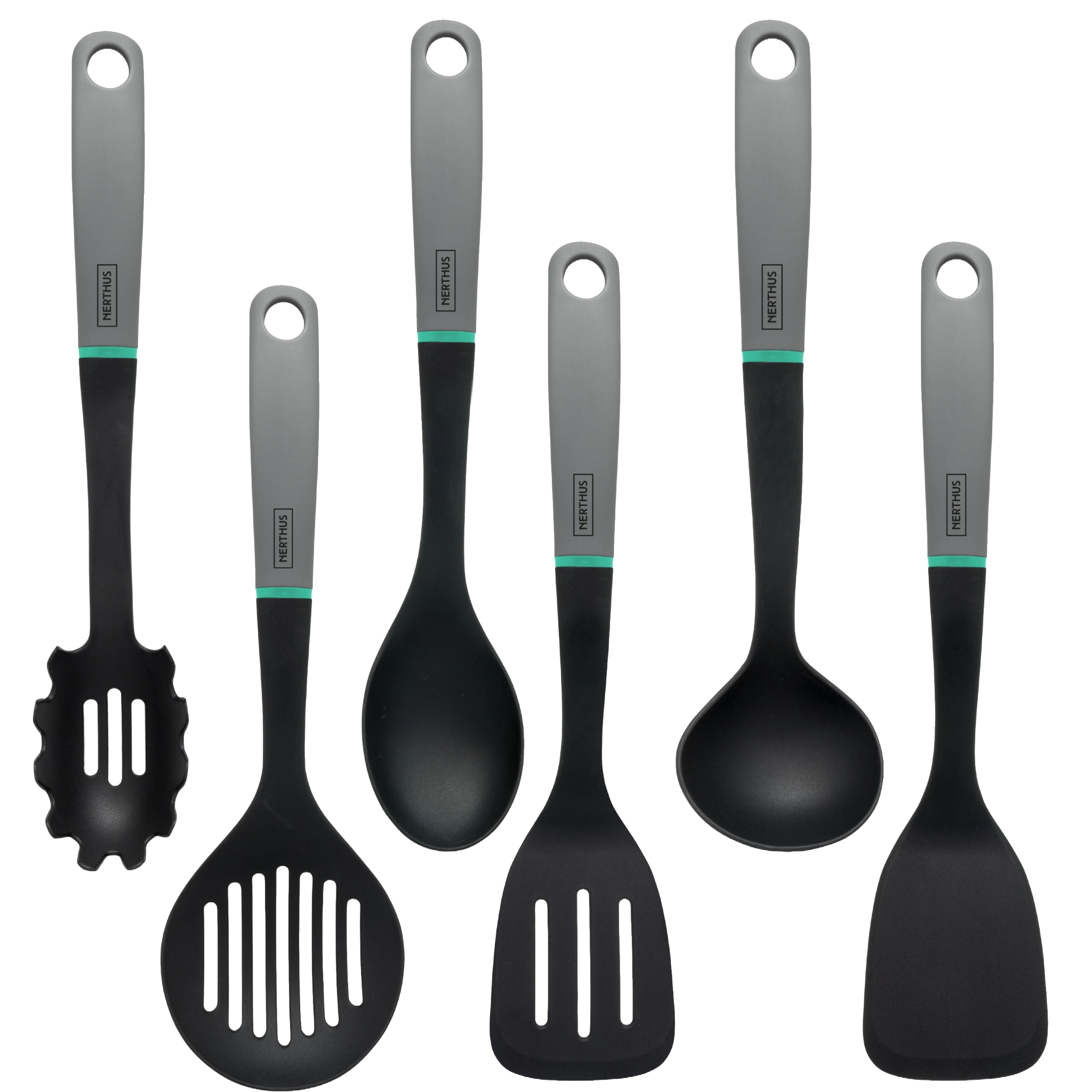 Utensilios de cocina antiadherentes sin BPA Cuchara Pasta,Cuchara Lisa,Cucharon,Espátula,Espátula Ranurada,Espumadera