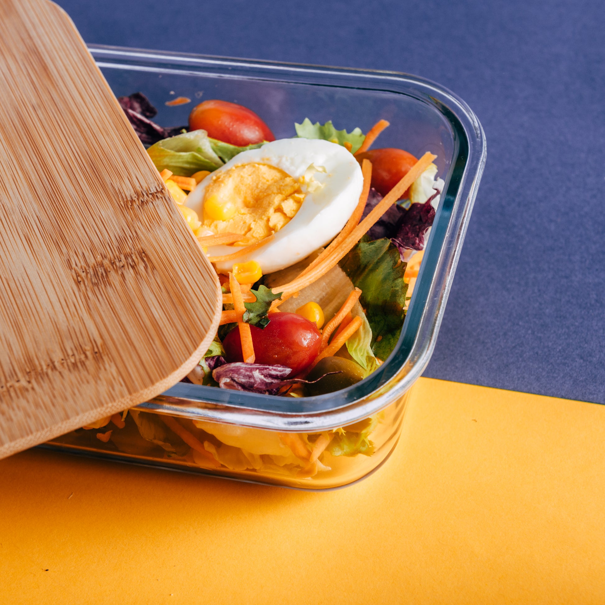 Recipiente Hermético de Cristal con Tapa de Bambú 1000 ml,1500 ml