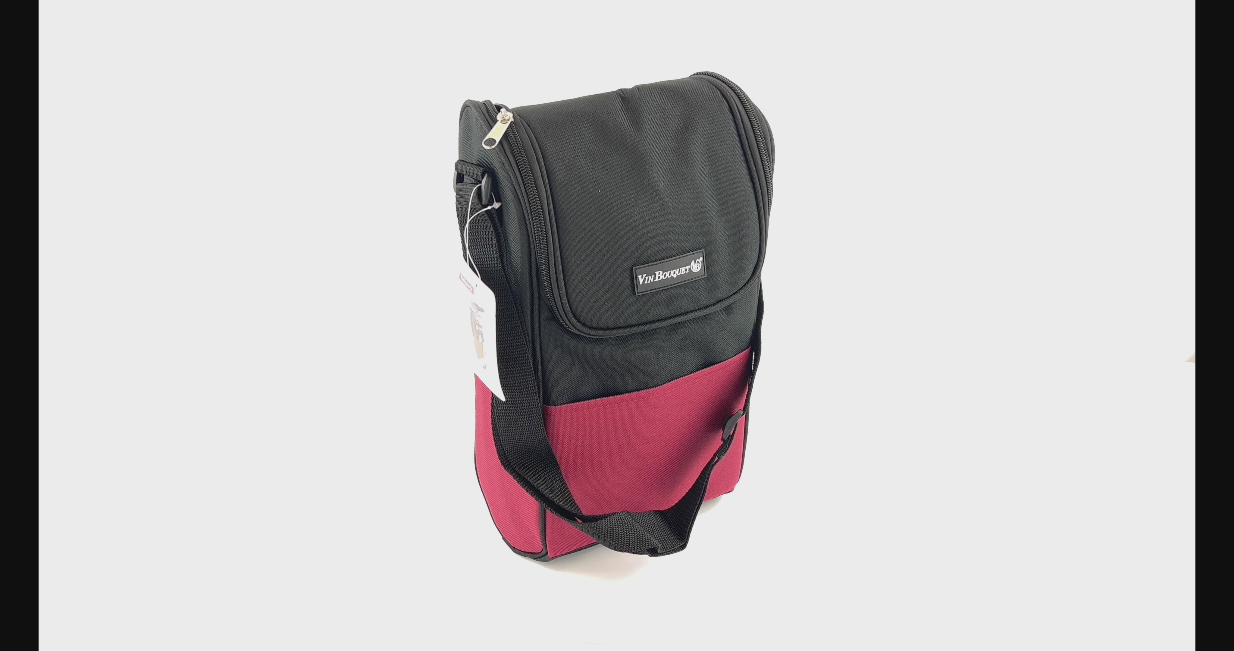 Charger la vidéo : Sac isotherme pour 2 bouteilles avec poches