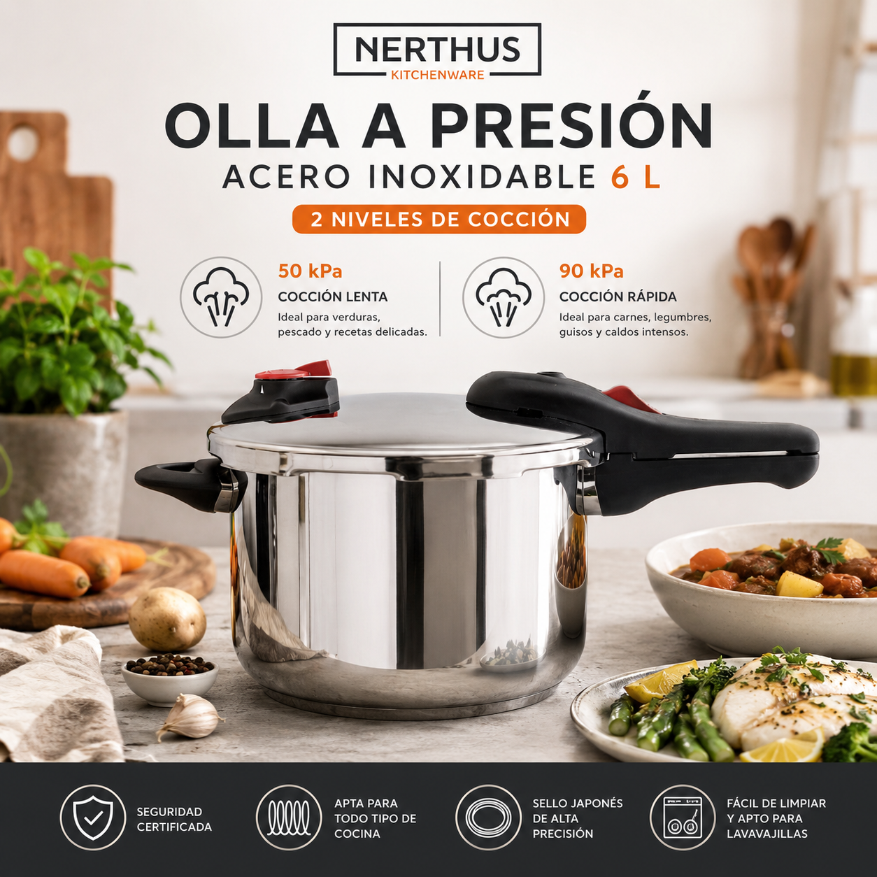 Olla a presión Nerthus: cocina más rápido, mejor y con menos energía
