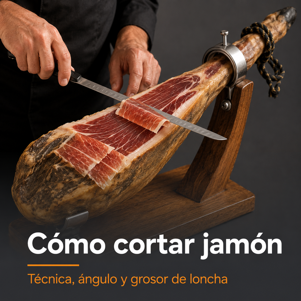 Cómo cortar jamón paso a paso: técnica, ángulo y grosor de loncha