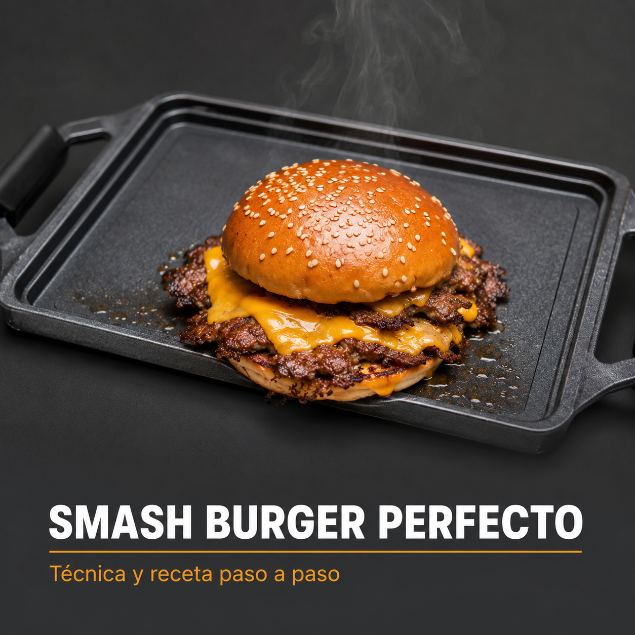 Smash burger con costra dorada sobre una plancha Nerthus, receta y técnica paso a paso