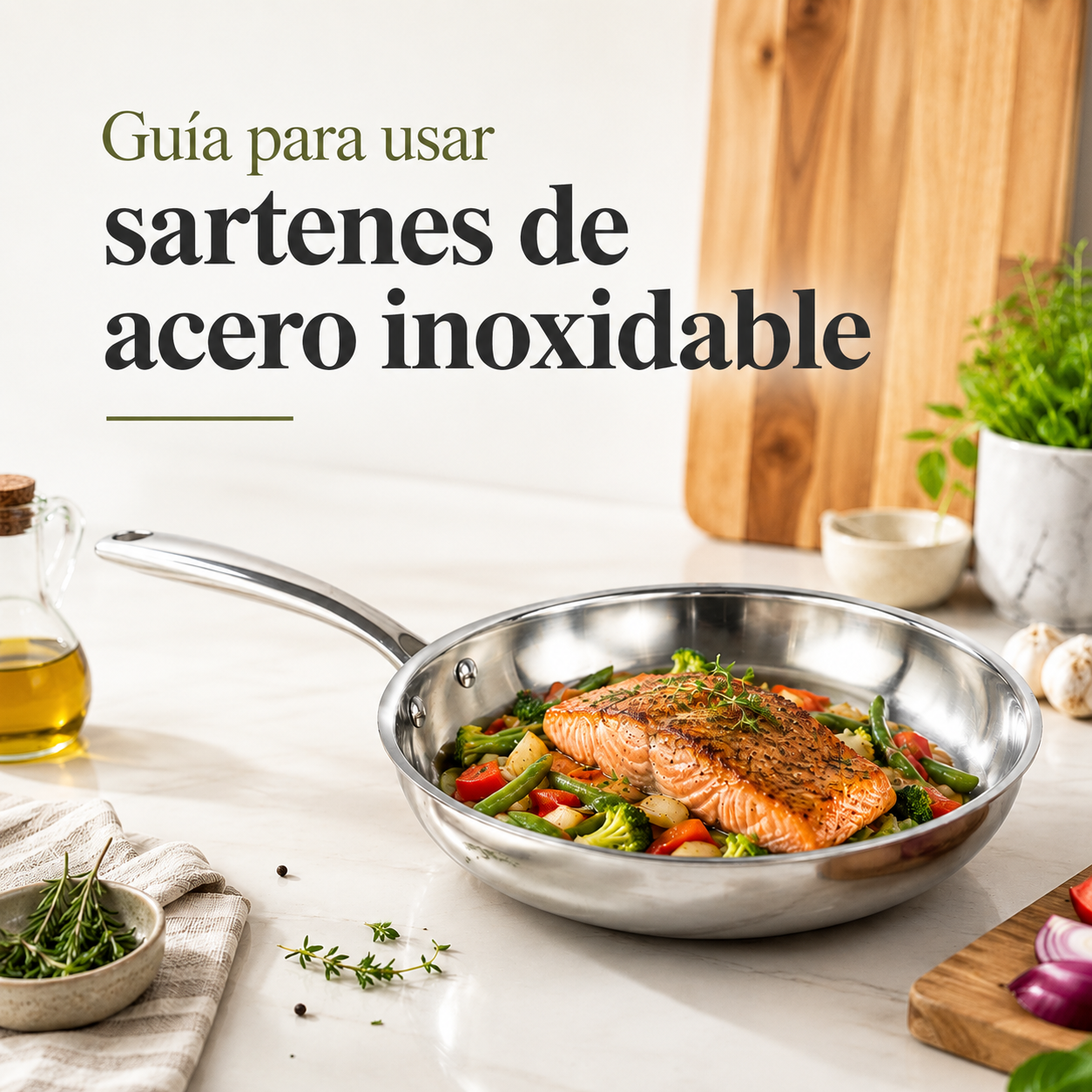 Cómo usar una sartén de acero inoxidable sin que se pegue