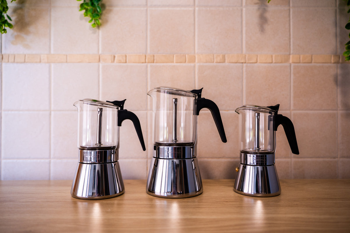 Cafeteira Italiana de Vidro 4, 6 e 9 Chávenas