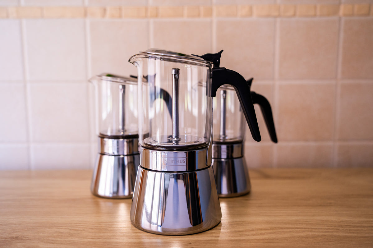 Cafeteira Italiana de Vidro 4, 6 e 9 Chávenas