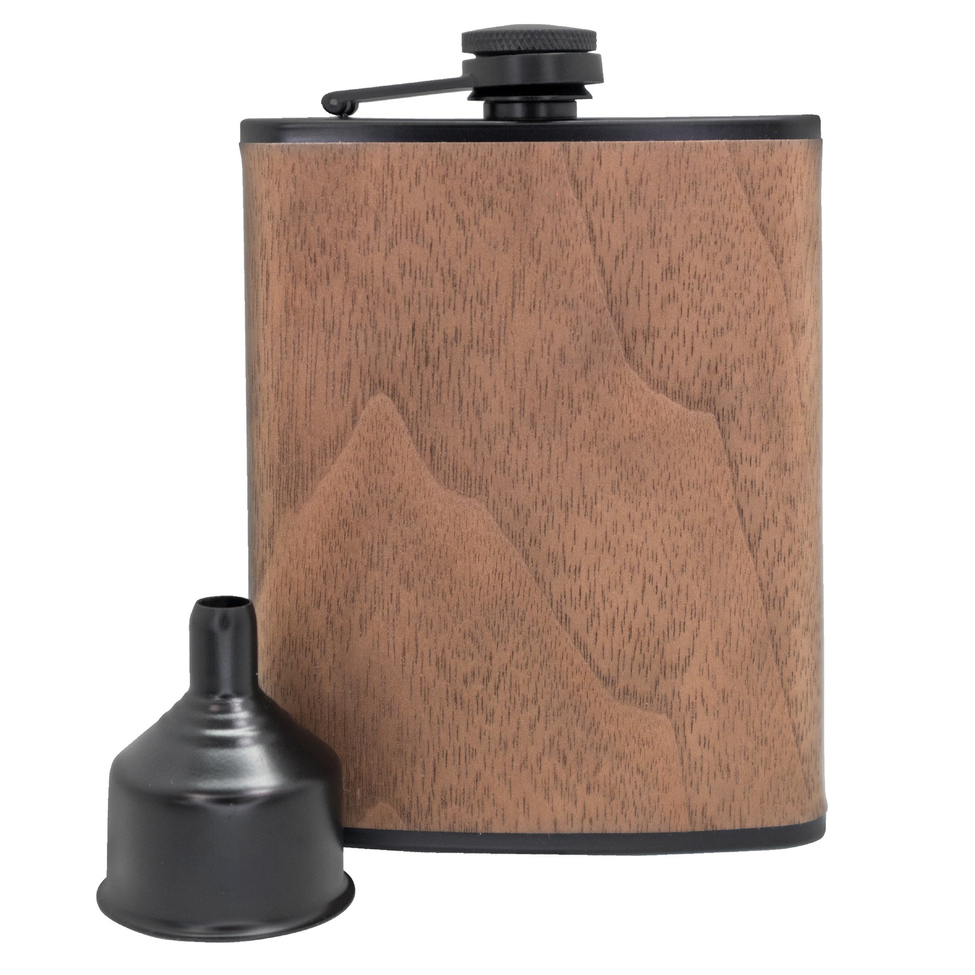 Petaca con embudo 8 OZ / Madera-Negro