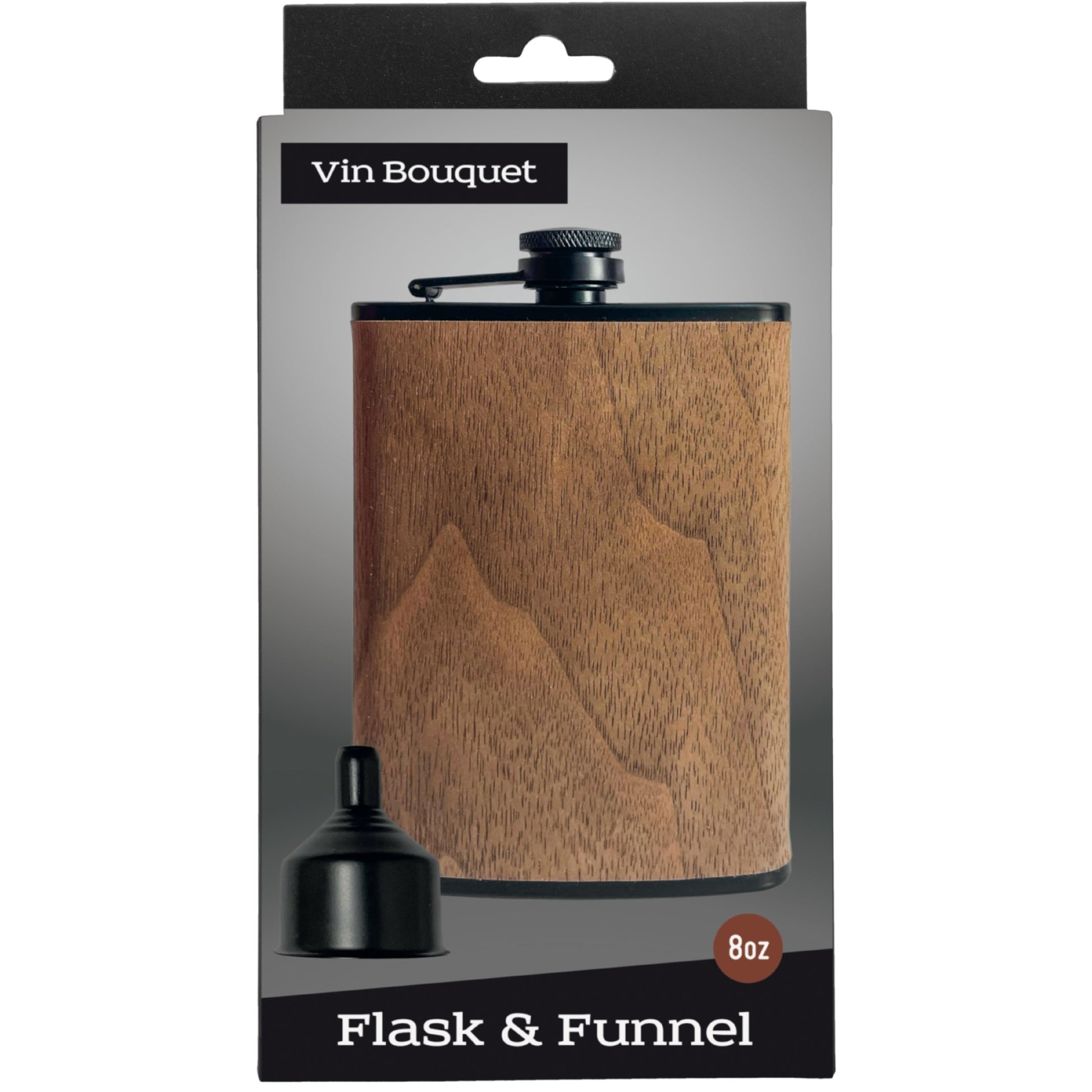 Petaca con embudo 6 OZ / Madera,7 OZ / Inox,8 OZ / Madera-Negro,8 OZ / Corcho,8 OZ / Cuadro Escoces,8 OZ / Piel