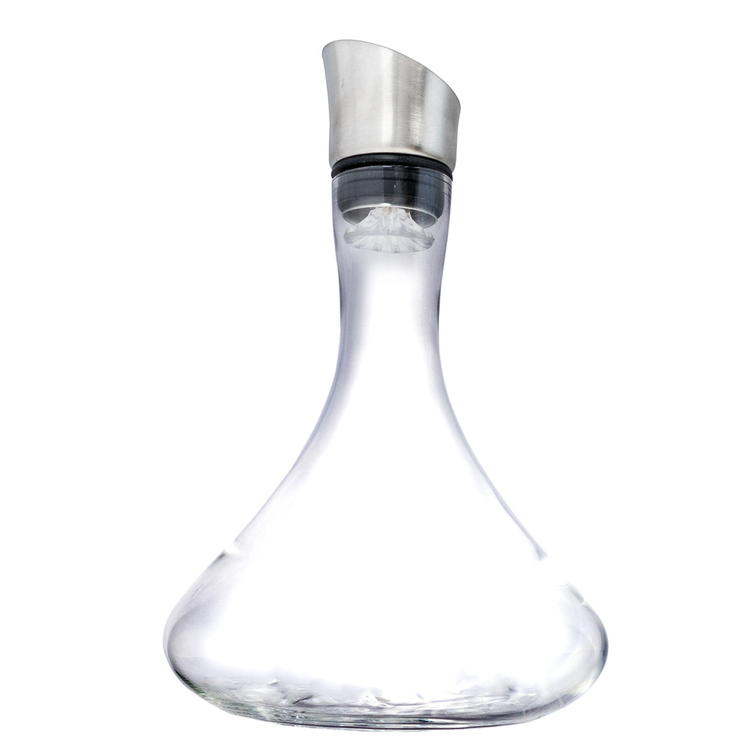 Decantador de Cristal con Filtro Antisedimentos y Vertedor de Acero Inoxidable