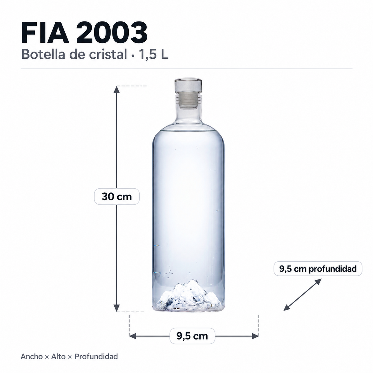 Medidas Botella de Cristal con Tapón Mountain Series 1,5 L